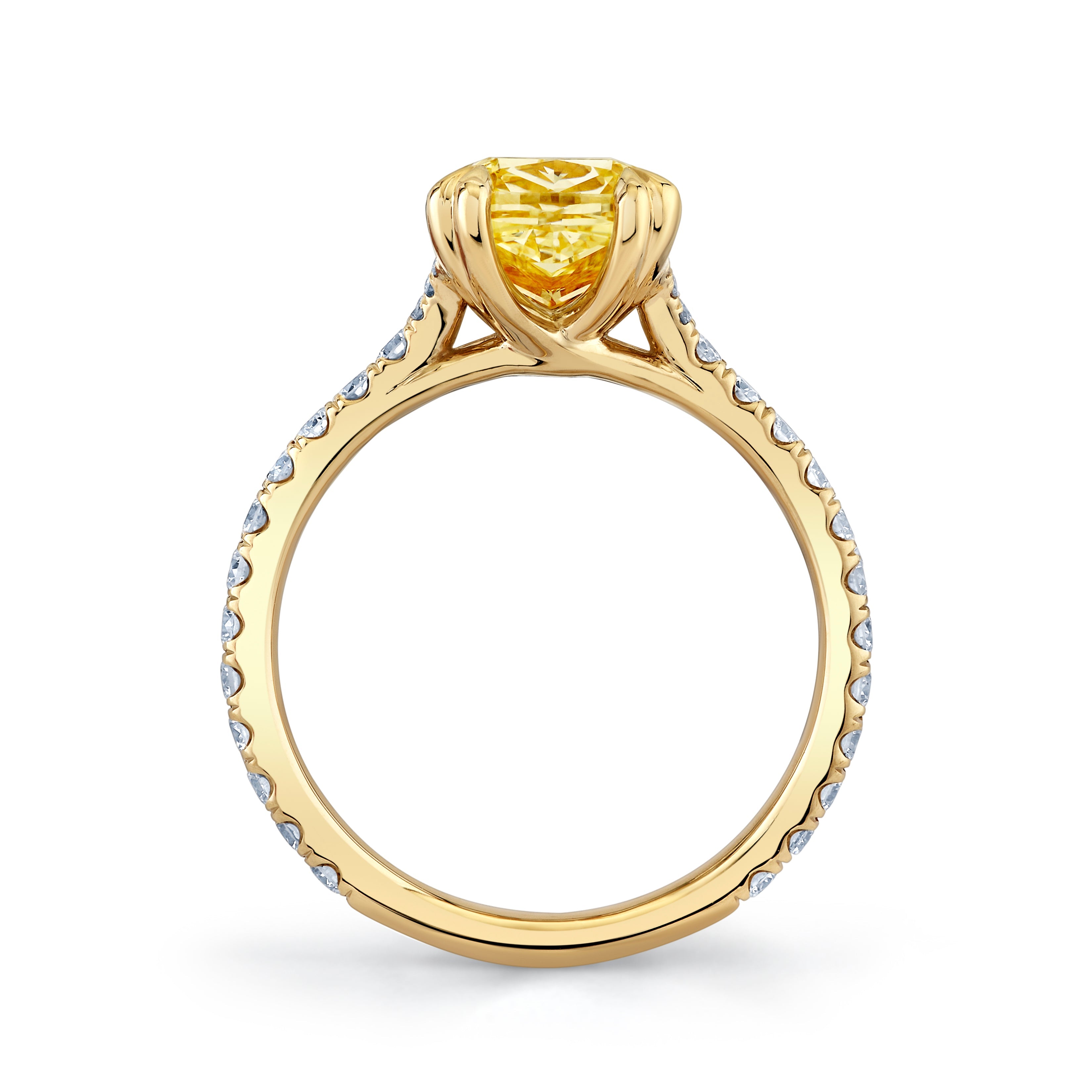 Elle Cushion Solitaire Lab Yellow Diamond Engagement Ring