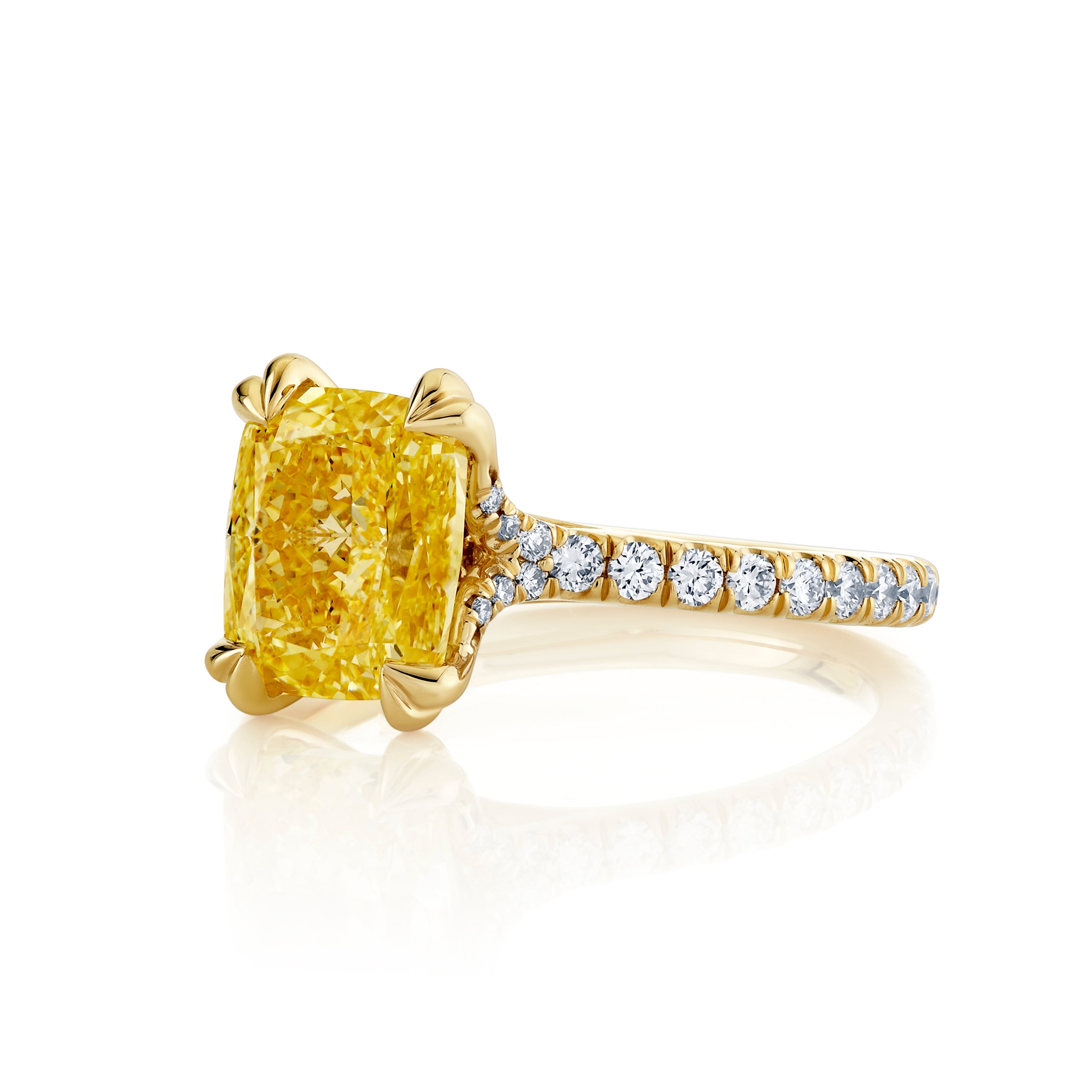 Elle Cushion Solitaire Lab Yellow Diamond Engagement Ring