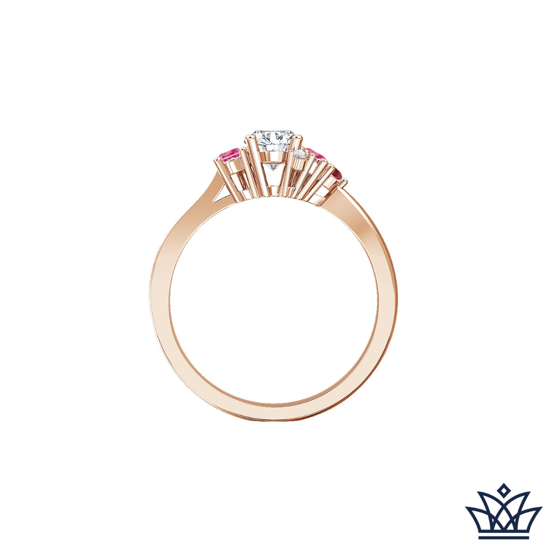 Oval Diamond Engagement Ring with Sapphire, Ruby and Black Diamond as Accents