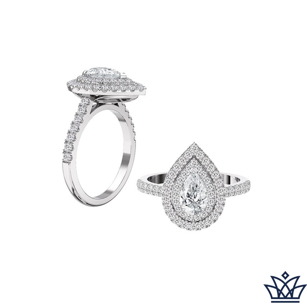 Double Halo Pear Shaped Engagement Ring
