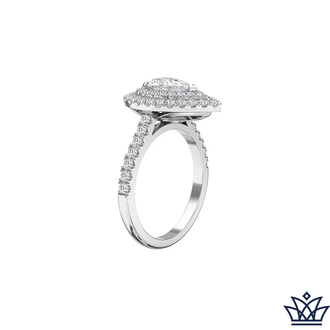 Double Halo Pear Shaped Engagement Ring