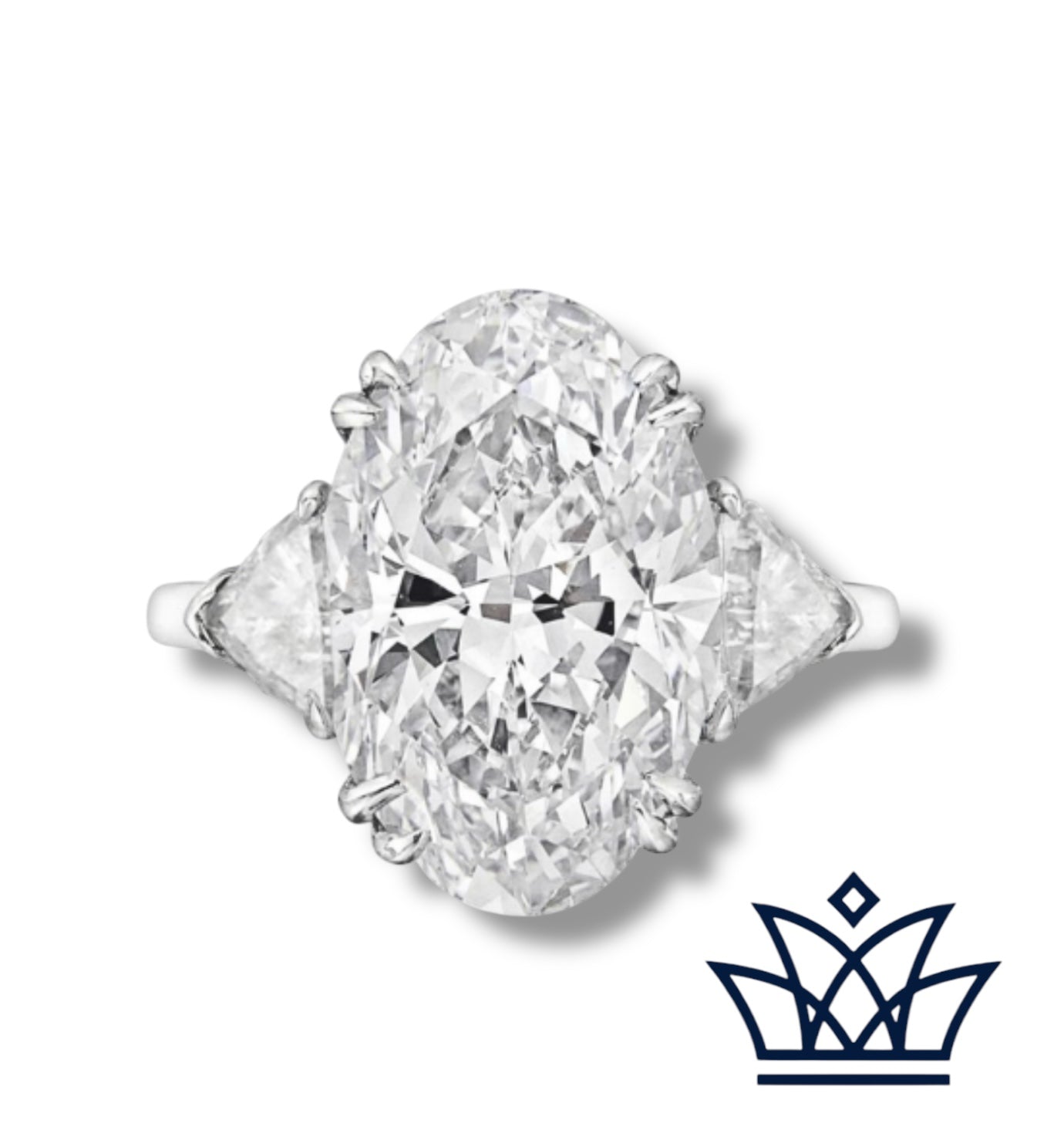 6.19 Carats Oval Diamond & 2 Trillion Cut Diamonds