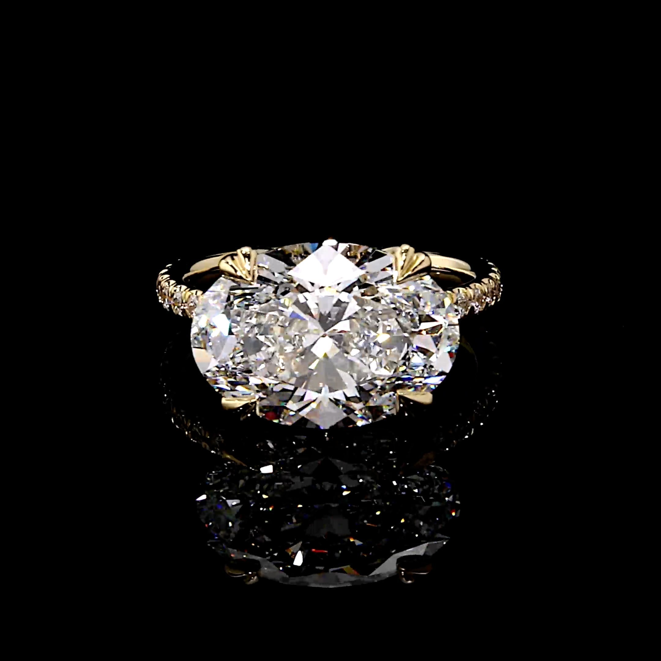 Elle East-West Oval Solitaire Lab Diamond Engagement Ring