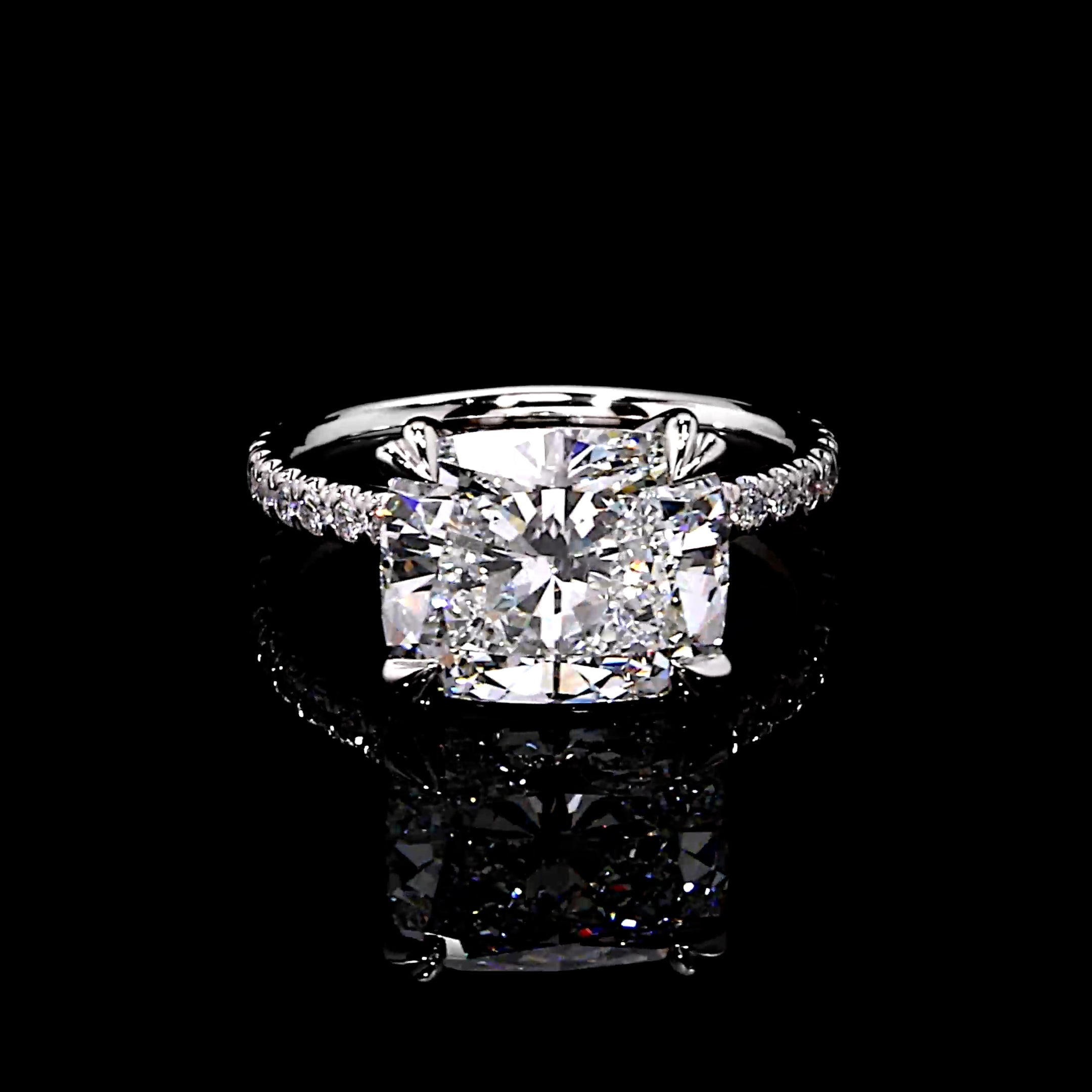 Elle East-West Cushion Solitaire Lab Diamond Engagement Ring