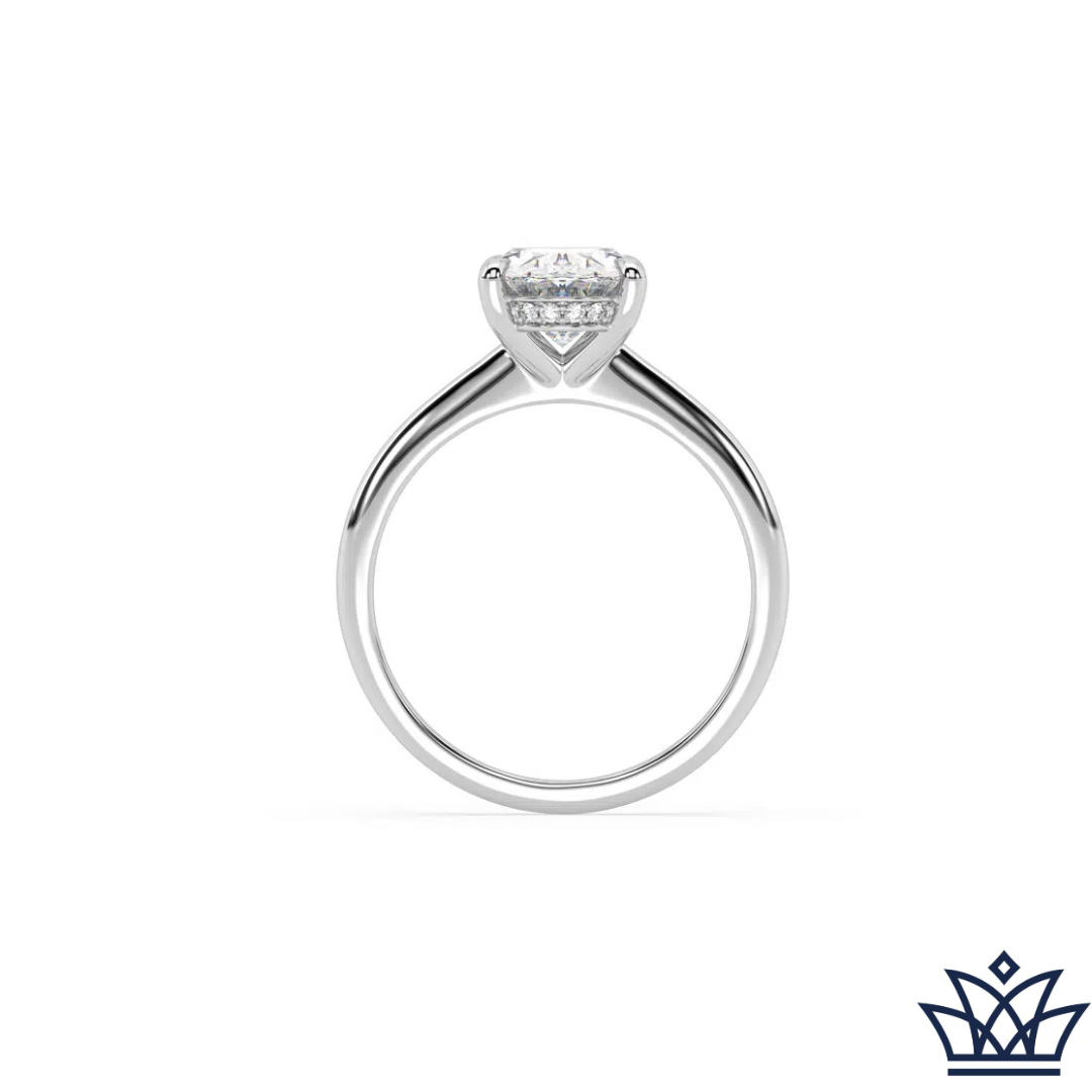 Oval Solitaire Diamond Engagement Ring With Hidden Halo