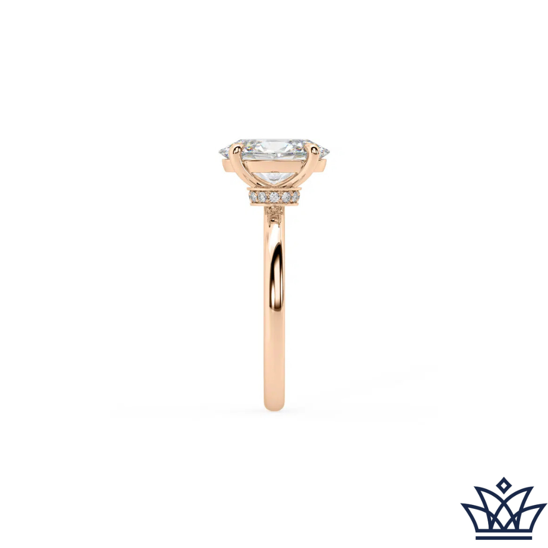 Oval Solitaire Engagement Ring with Diamond Hidden Halo