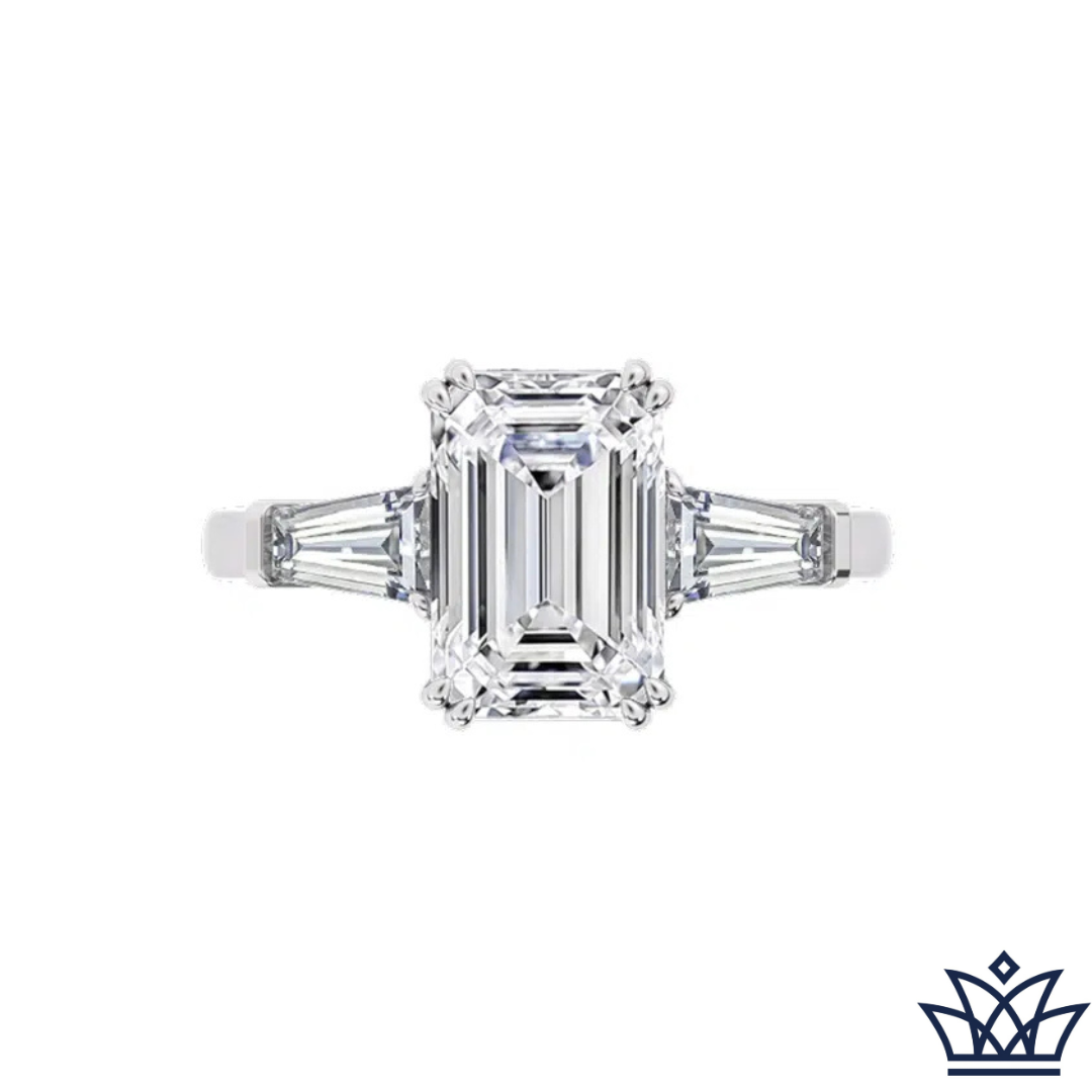 Emerald Cut Diamond With Baguette Side Stones