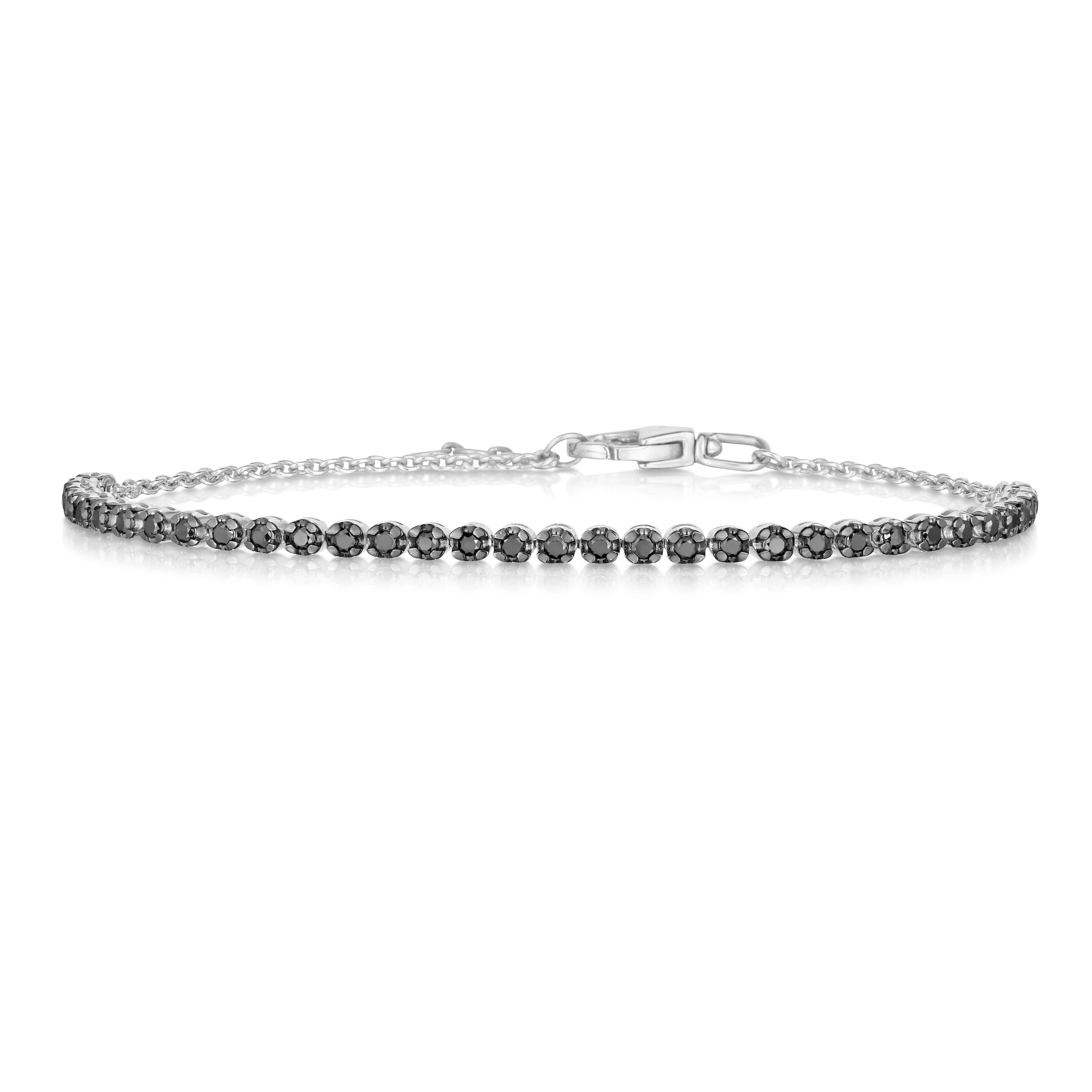 Mini Black Diamond Tennis Chain Bracelet