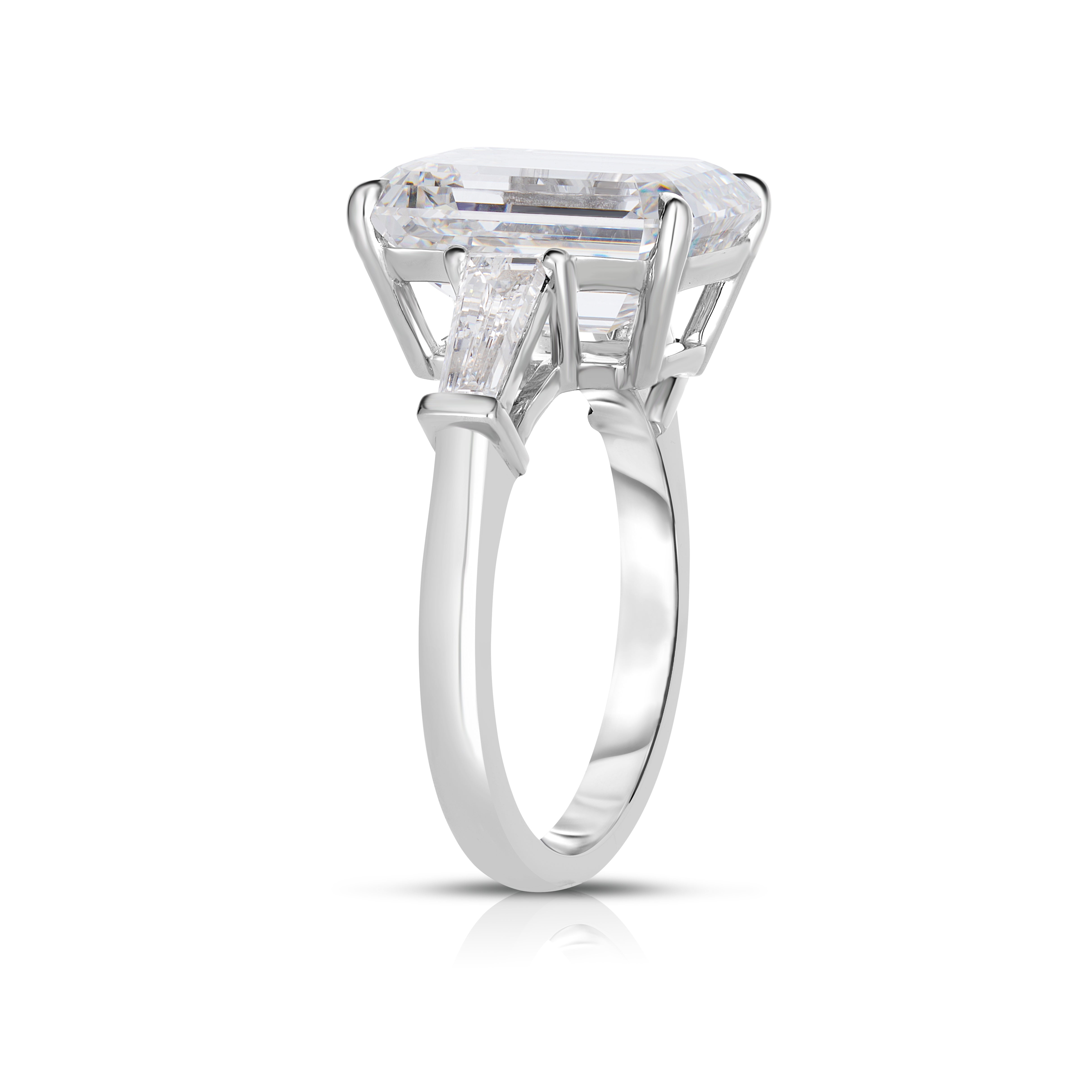 7.50 Carat Emerald Cut Diamond Engagement Ring