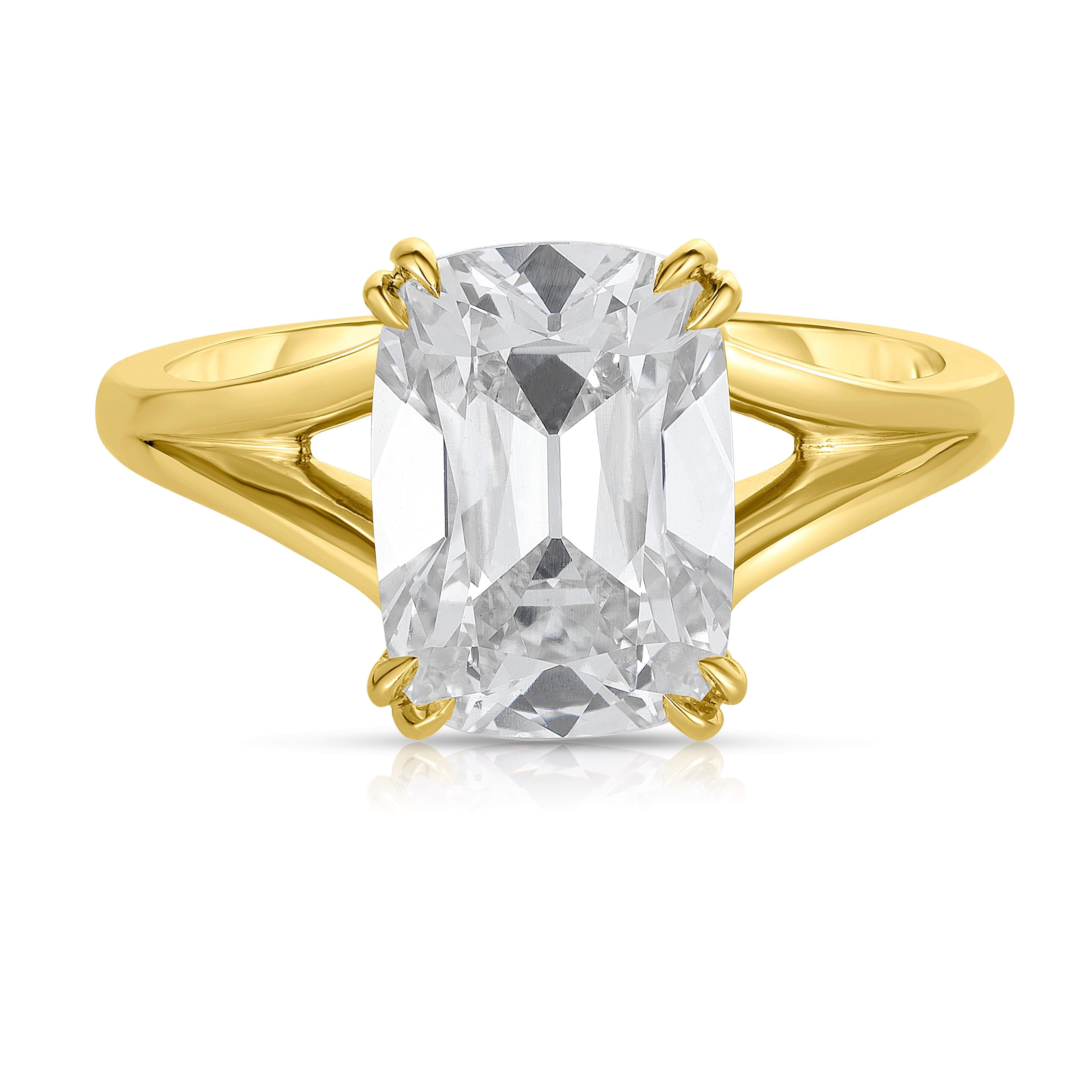 3.50 Carat Antique Cushion Cut Diamond Engagement Ring