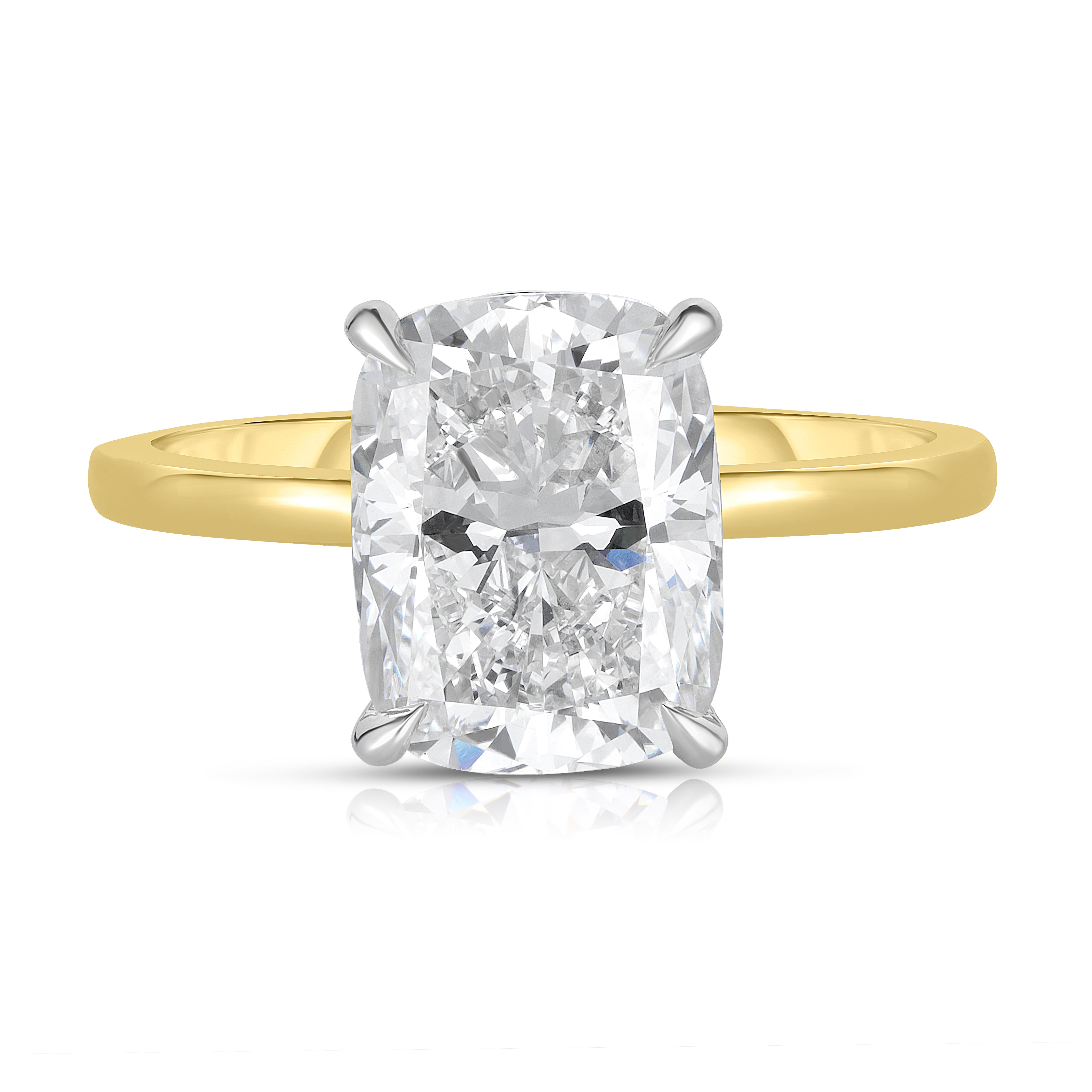3.50 Carat Elongated Cushion Cut Diamond Engagement Ring