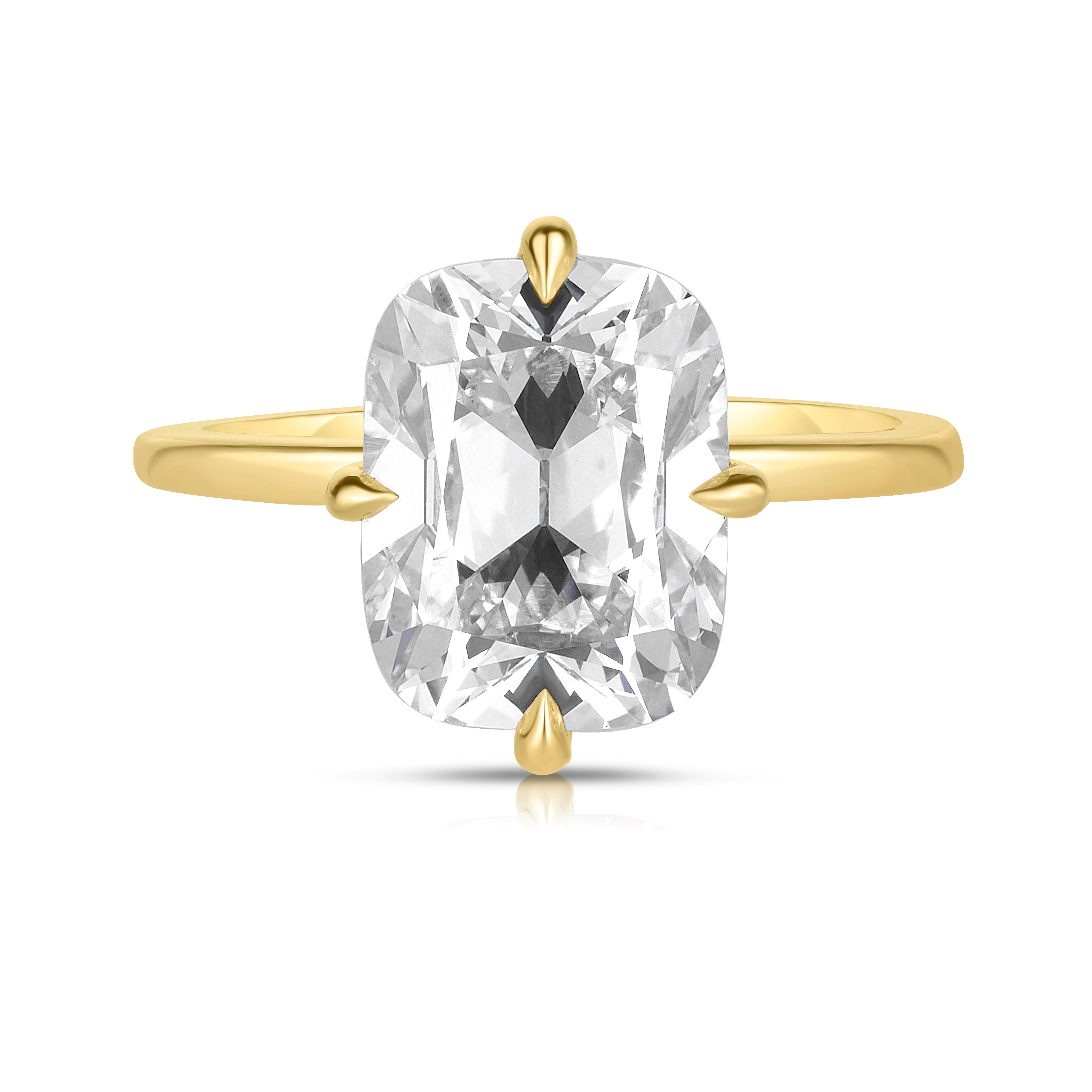 4.00 Carat Antique Cushion Cut Diamond Engagement Ring