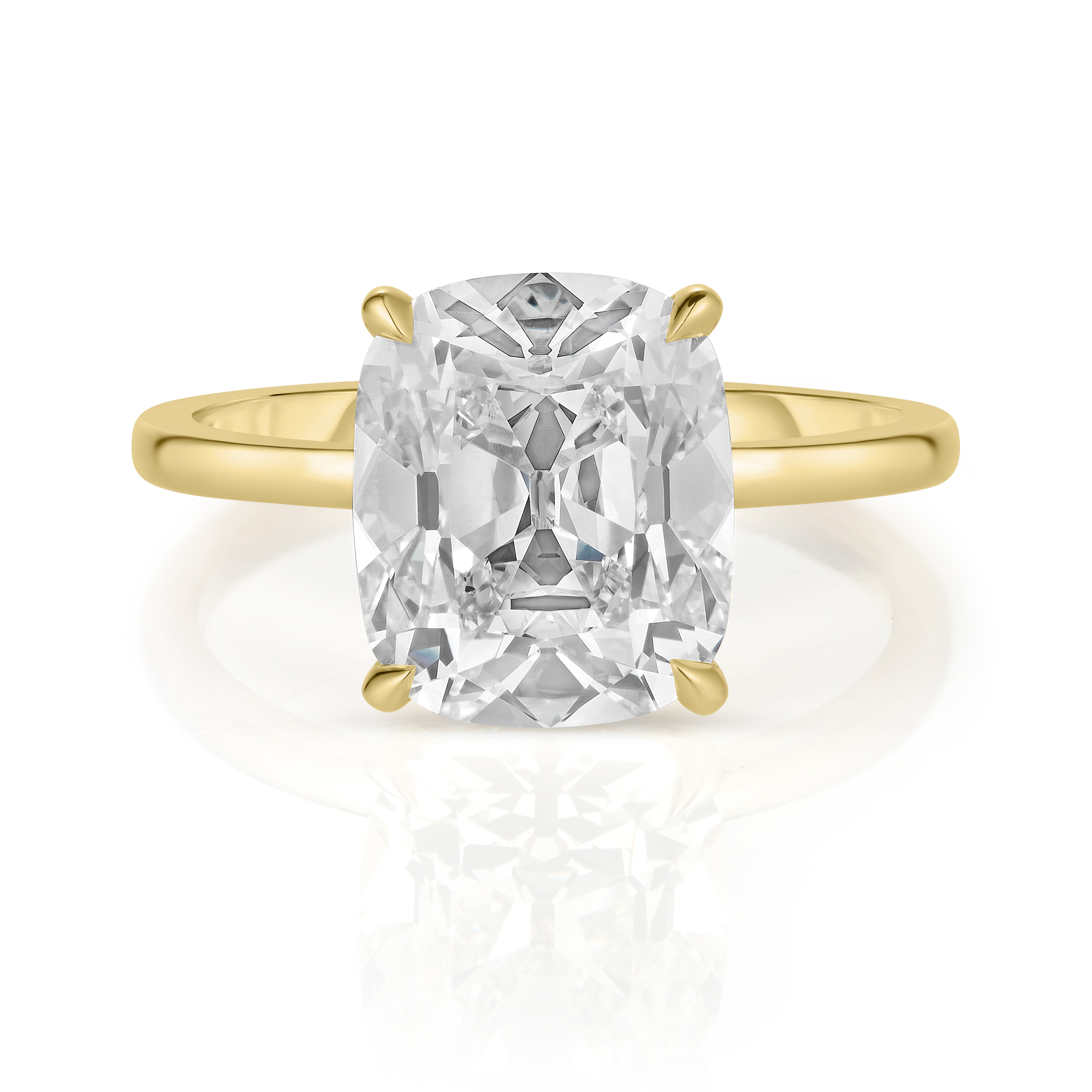 3.50 Carat Antique Cushion Cut Diamond Engagement Ring