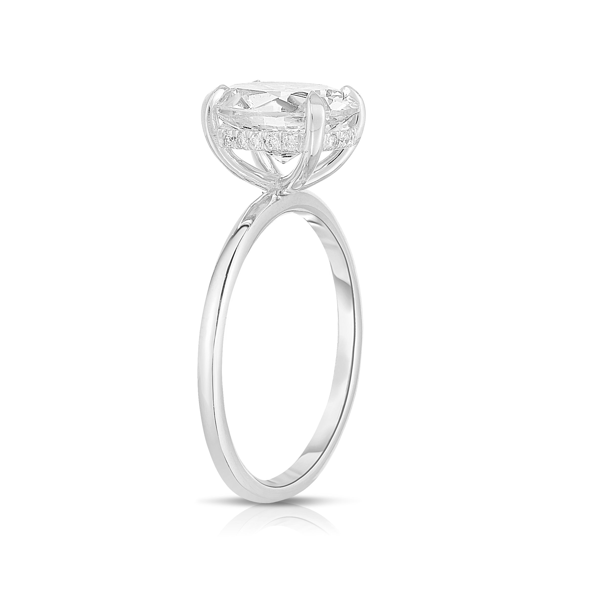 Hidden Halo Oval Diamond Solitaire Engagement Ring