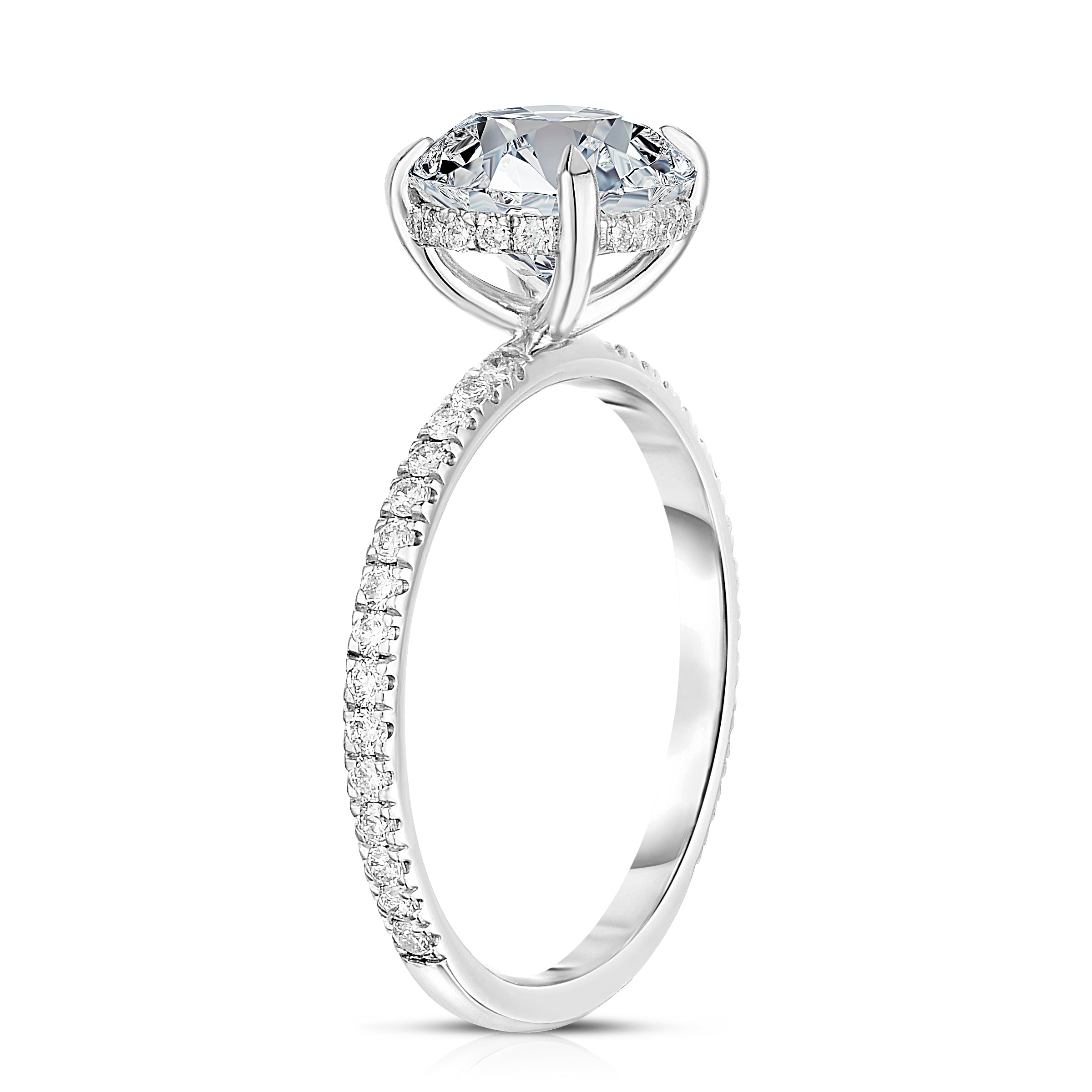 The Classic with Pavé Diamond Band and Hidden Halo