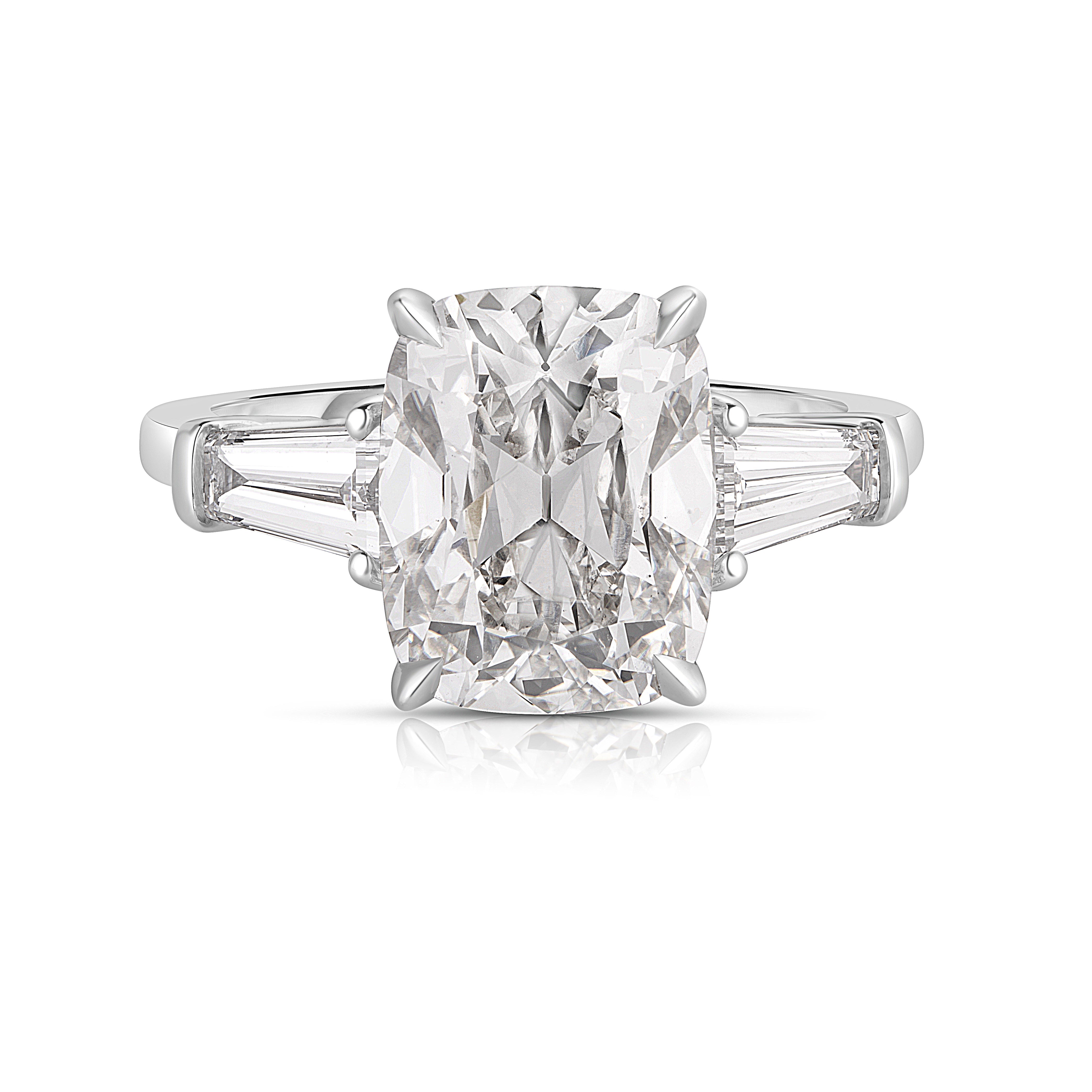 3.50 Carat Antique Cushion Cut Diamond Engagement Ring