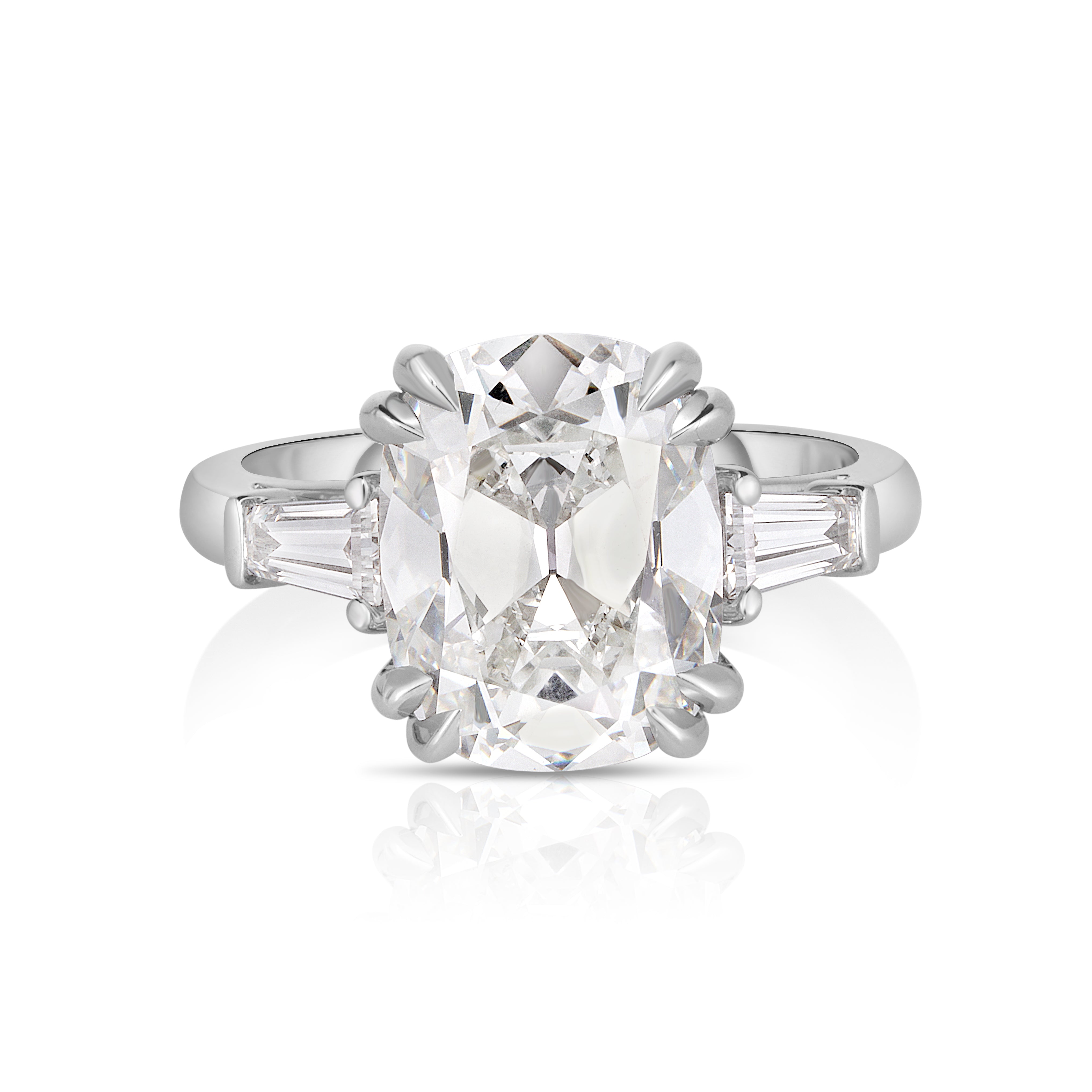 3.50 Carat Antique Cushion Cut Diamond Engagement Ring