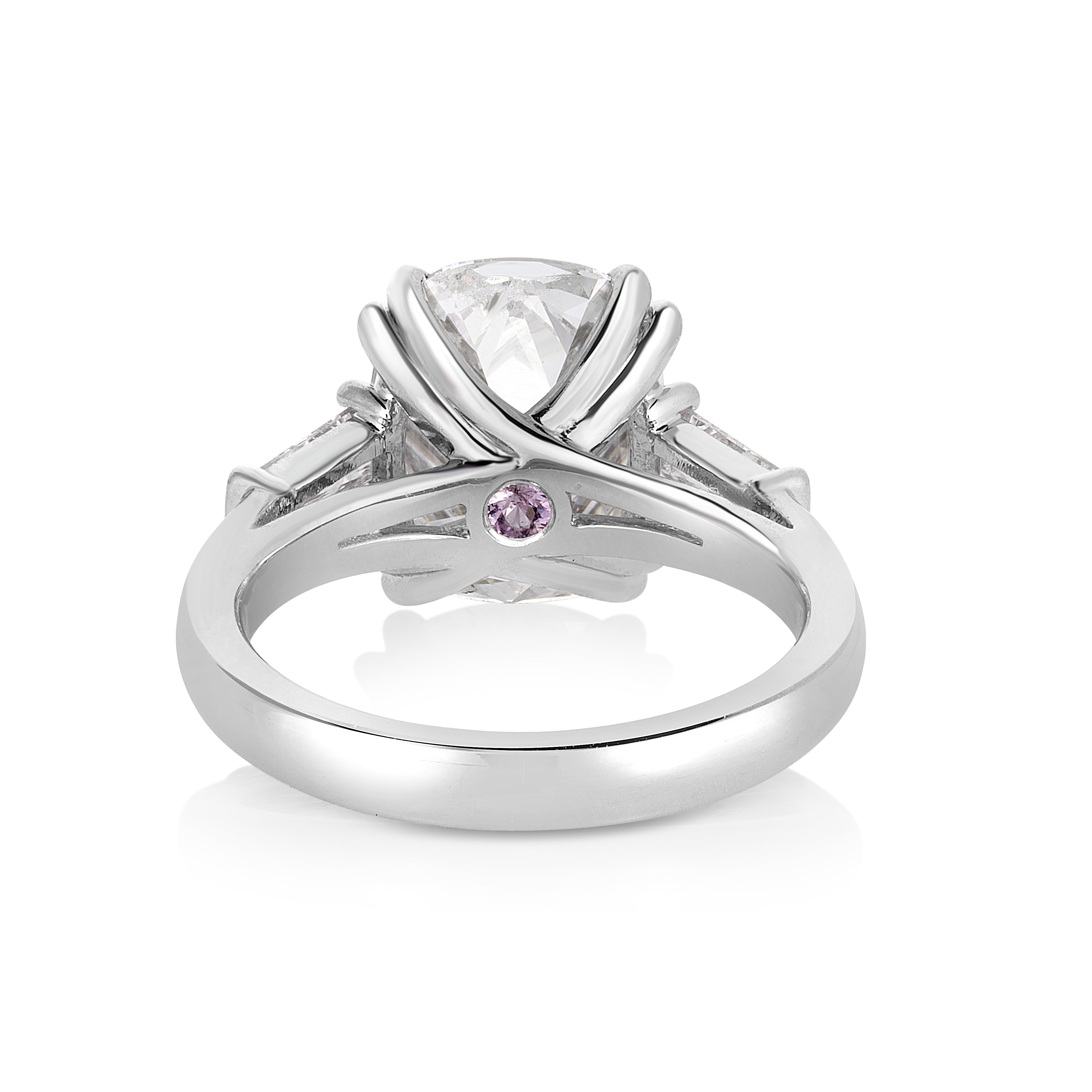 3.50 Carat Antique Cushion Cut Diamond Engagement Ring