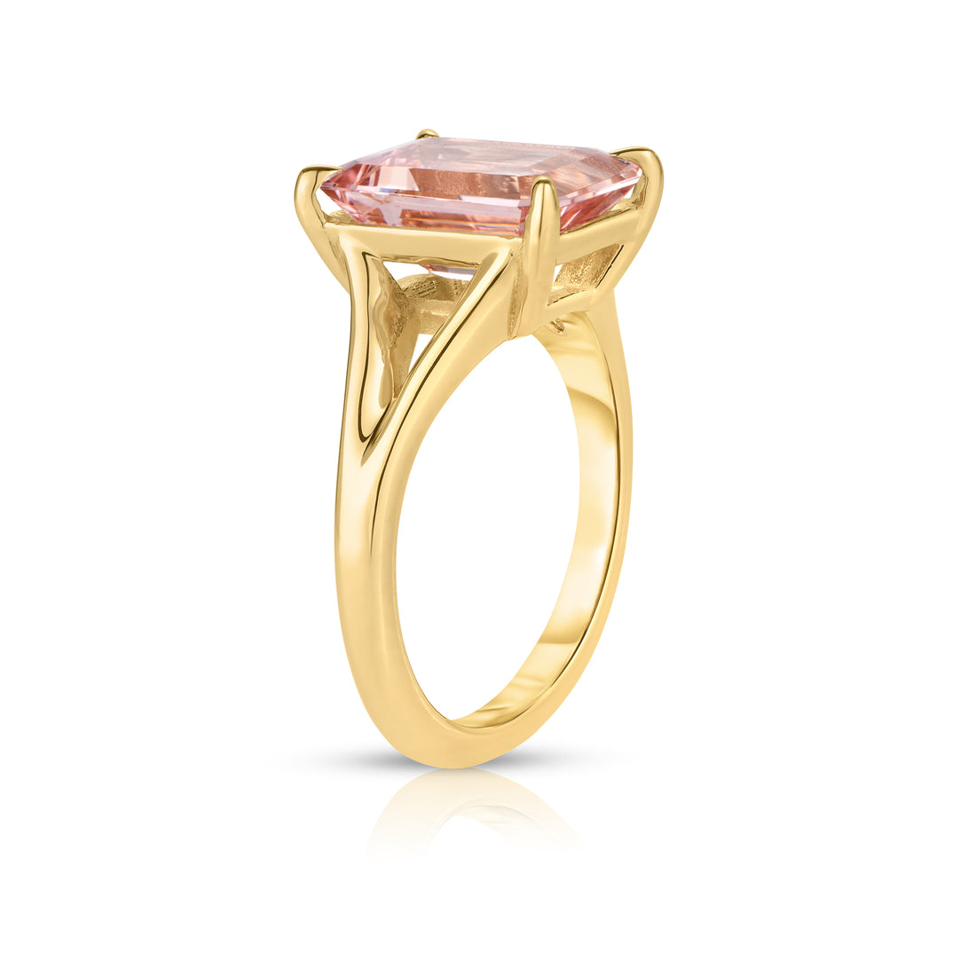 2.50 Carat Emerald Cut Morganite Engagement Ring