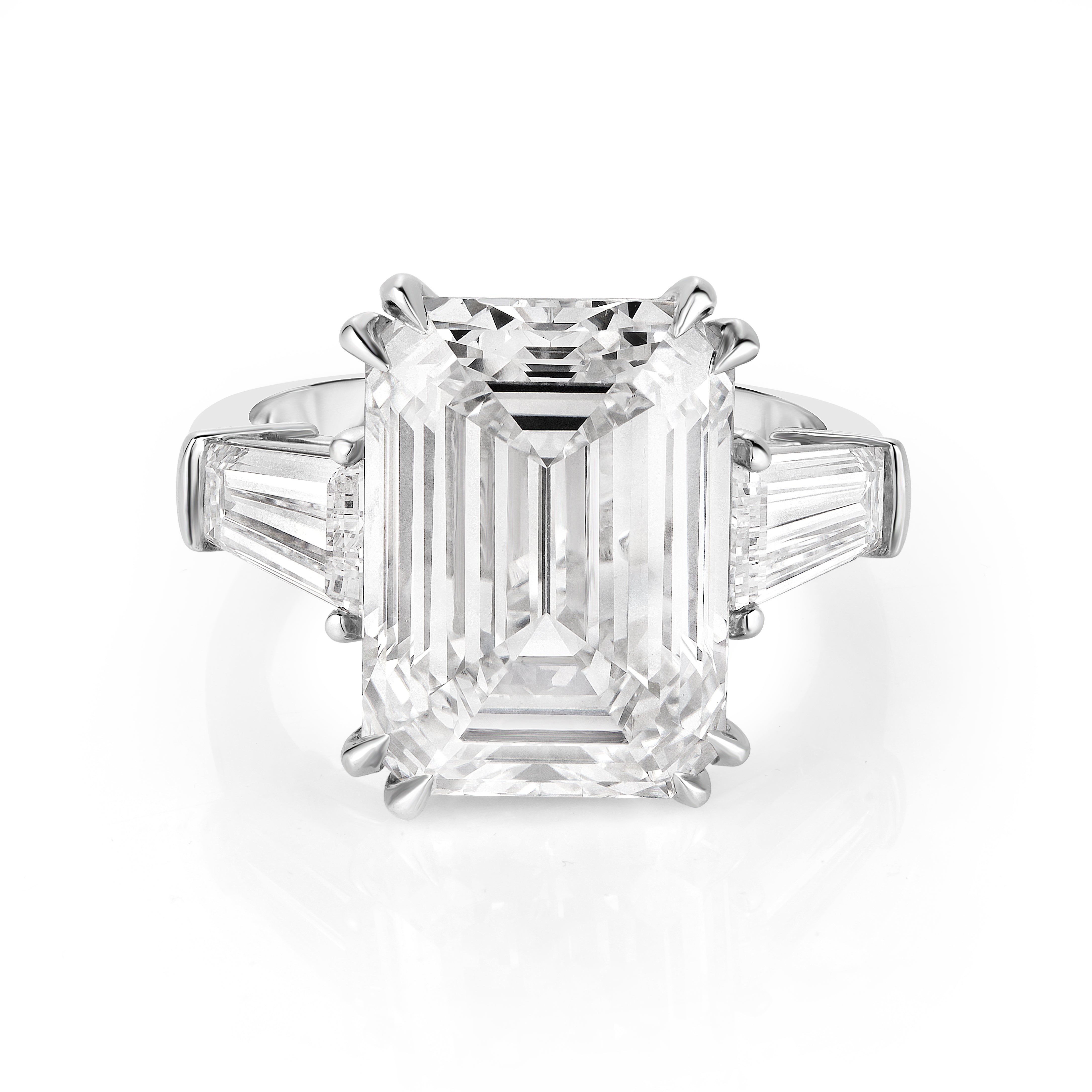 8.50 Carat Emerald Cut Diamond Engagement Ring
