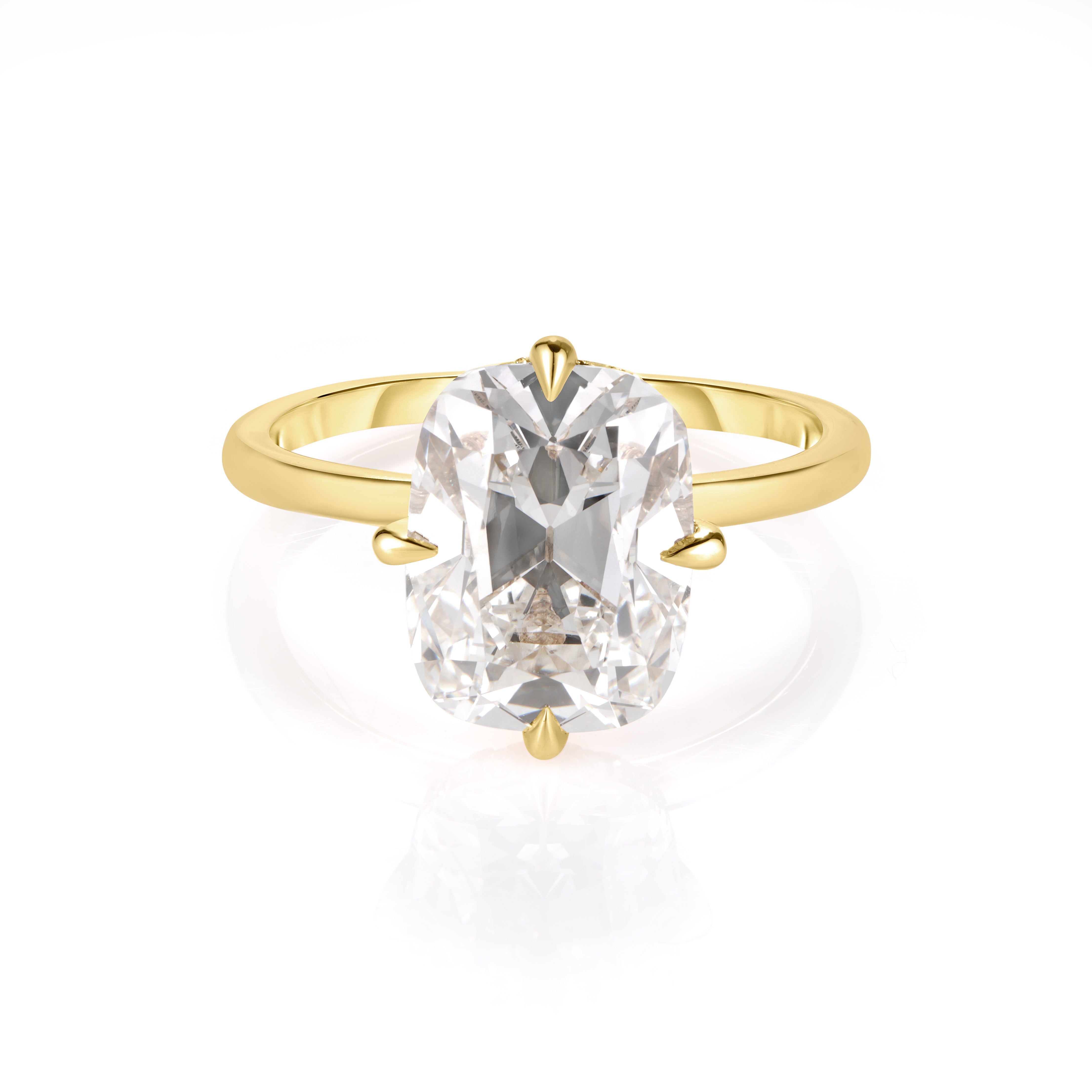 3.50 Carat Antique Cushion Cut Diamond Engagement Ring
