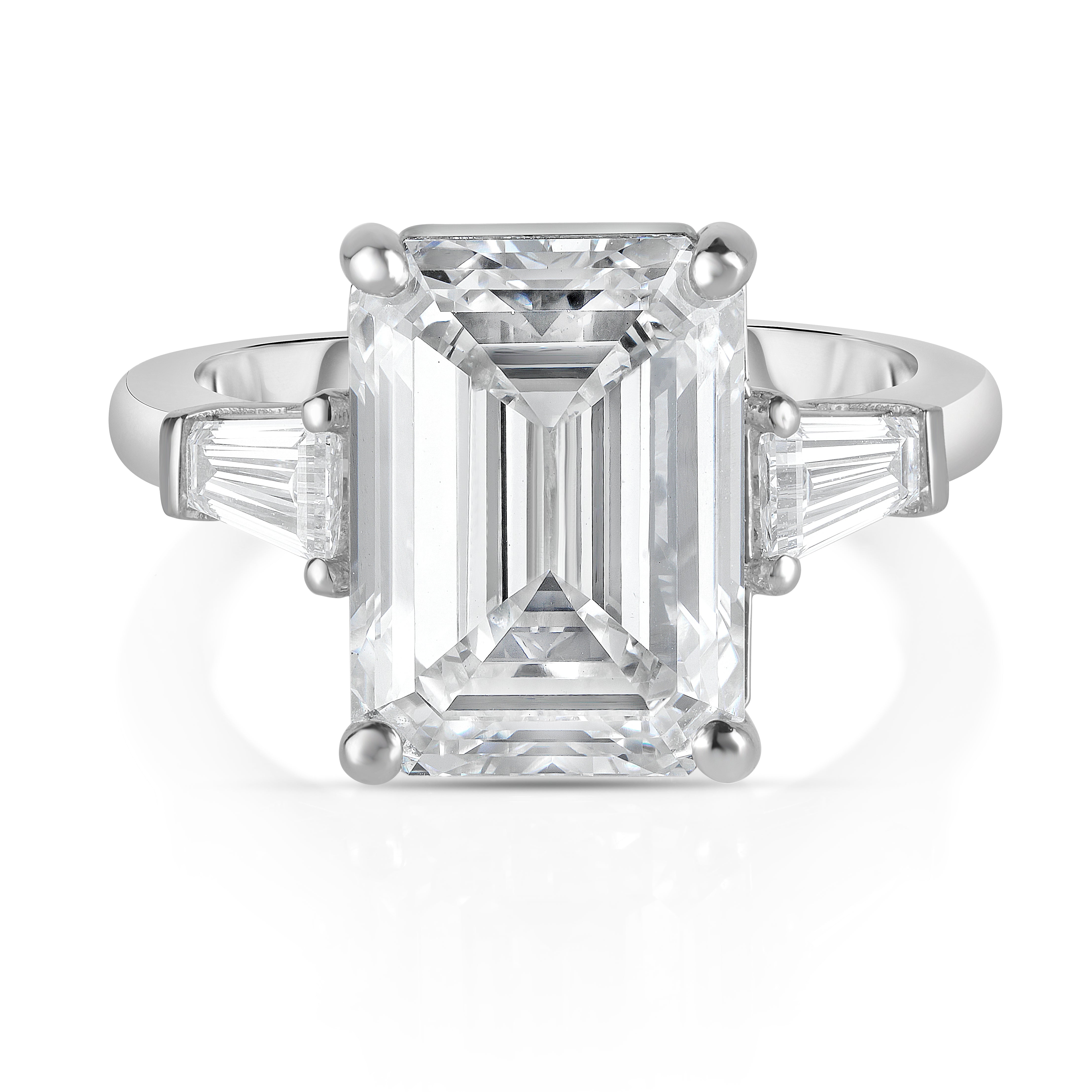 7.00 Carat Emerald Cut Diamond Engagement Ring