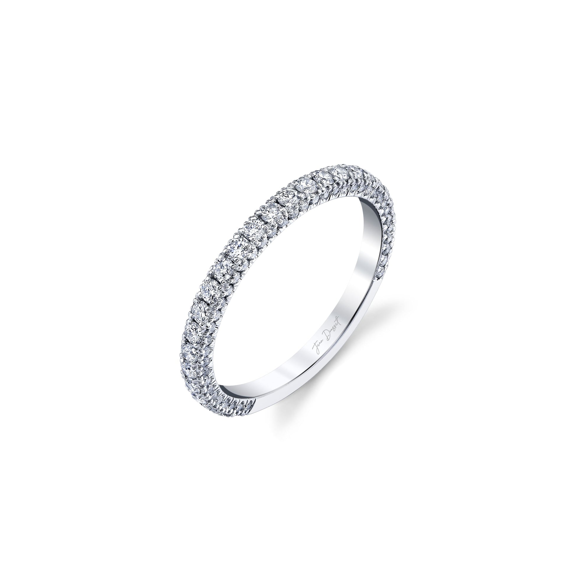 Alyssa Lab Diamond Eternity Band Platinum Three Row Aerial 3/4 View|Precious Metal:Platinum;Band Style:Three Row Aerial