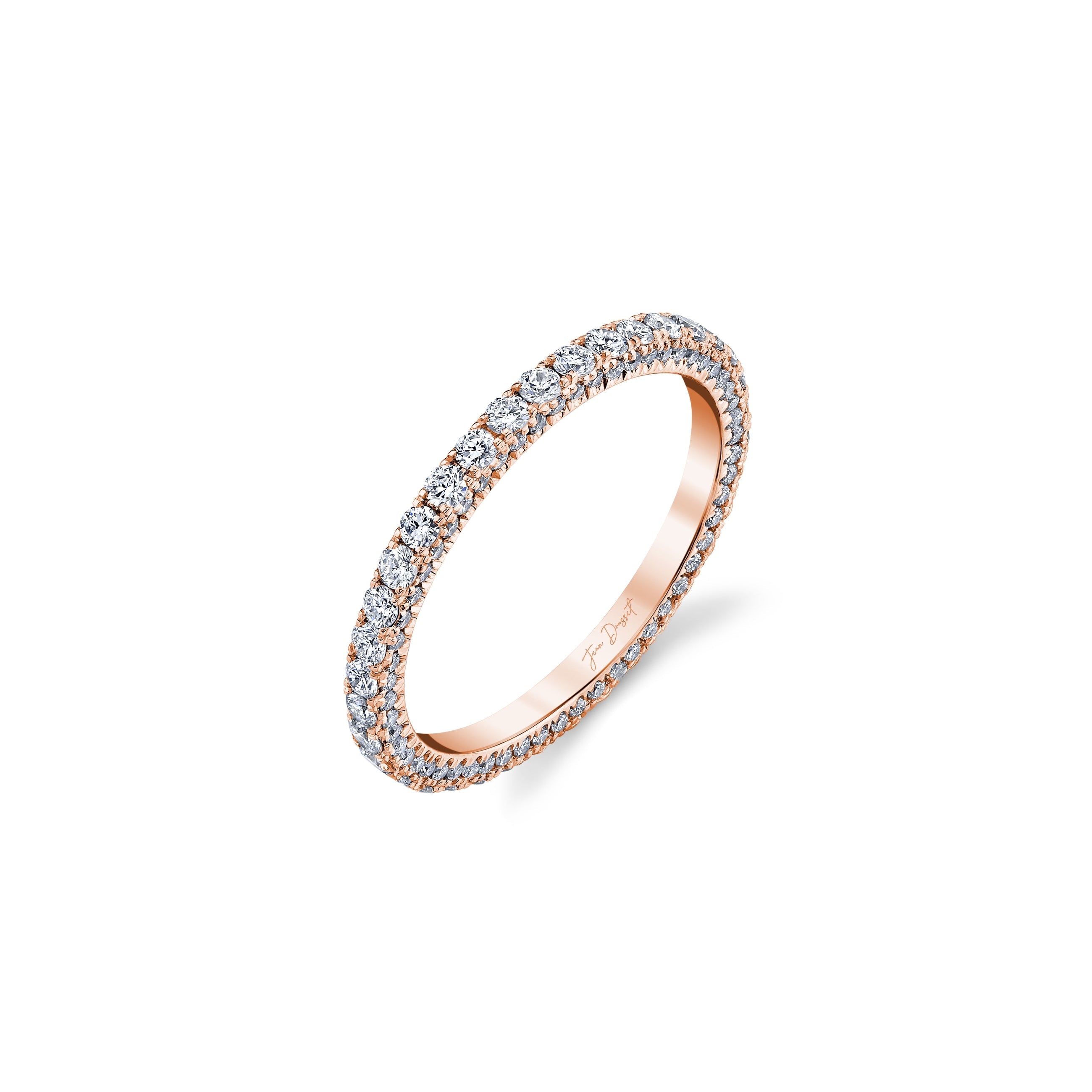 Alyssa Lab Diamond Eternity Band 18k Rose Gold Three Row Eternity 3/4 View|Precious Metal:18k Rose Gold;Band Style:Three Row Eternity