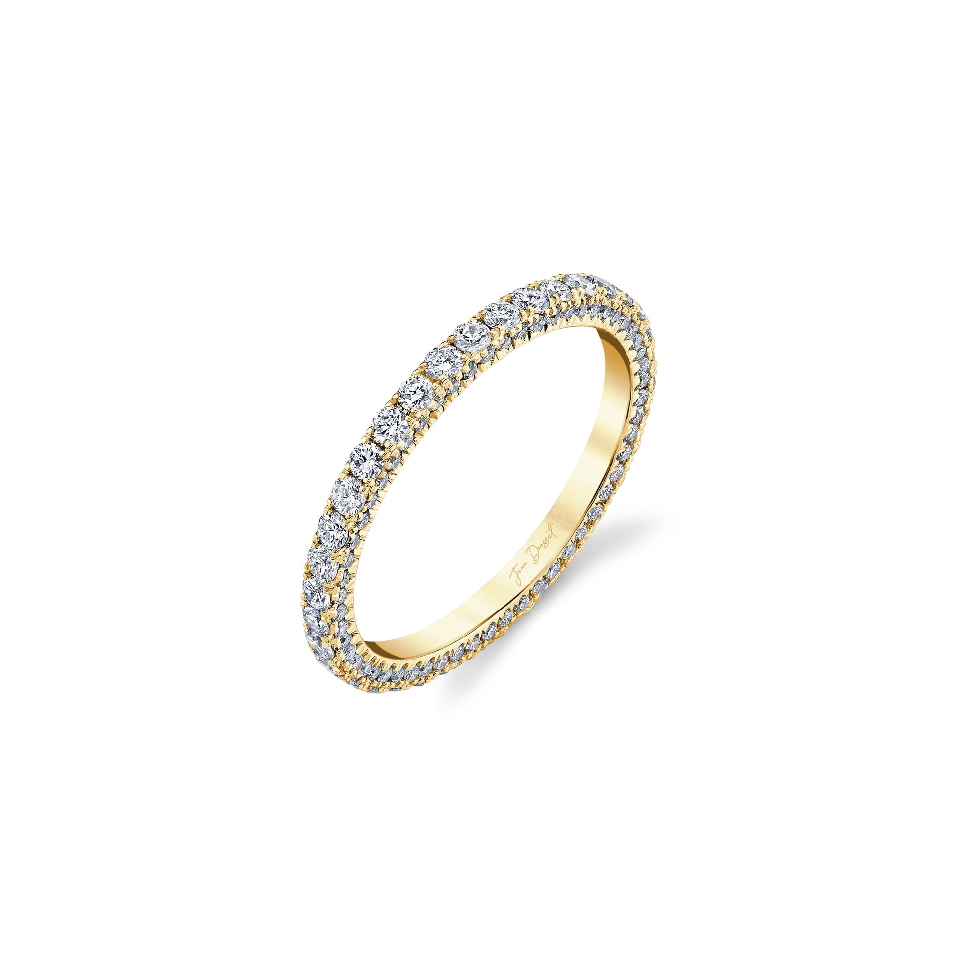 Alyssa Lab Diamond Eternity Band 18k Yellow Gold Three Row Eternity 3/4 View|Precious Metal:18k Yellow Gold;Band Style:Three Row Eternity