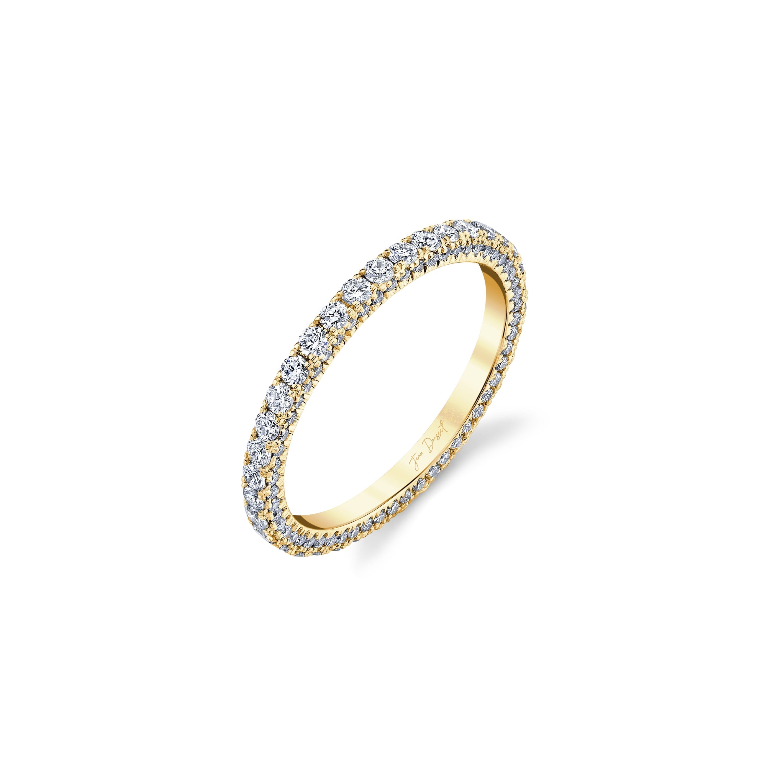 Alyssa Lab Diamond Eternity Band 18k Yellow Gold Three Row Eternity 3/4 View|Precious Metal:18k Yellow Gold;Band Style:Three Row Eternity