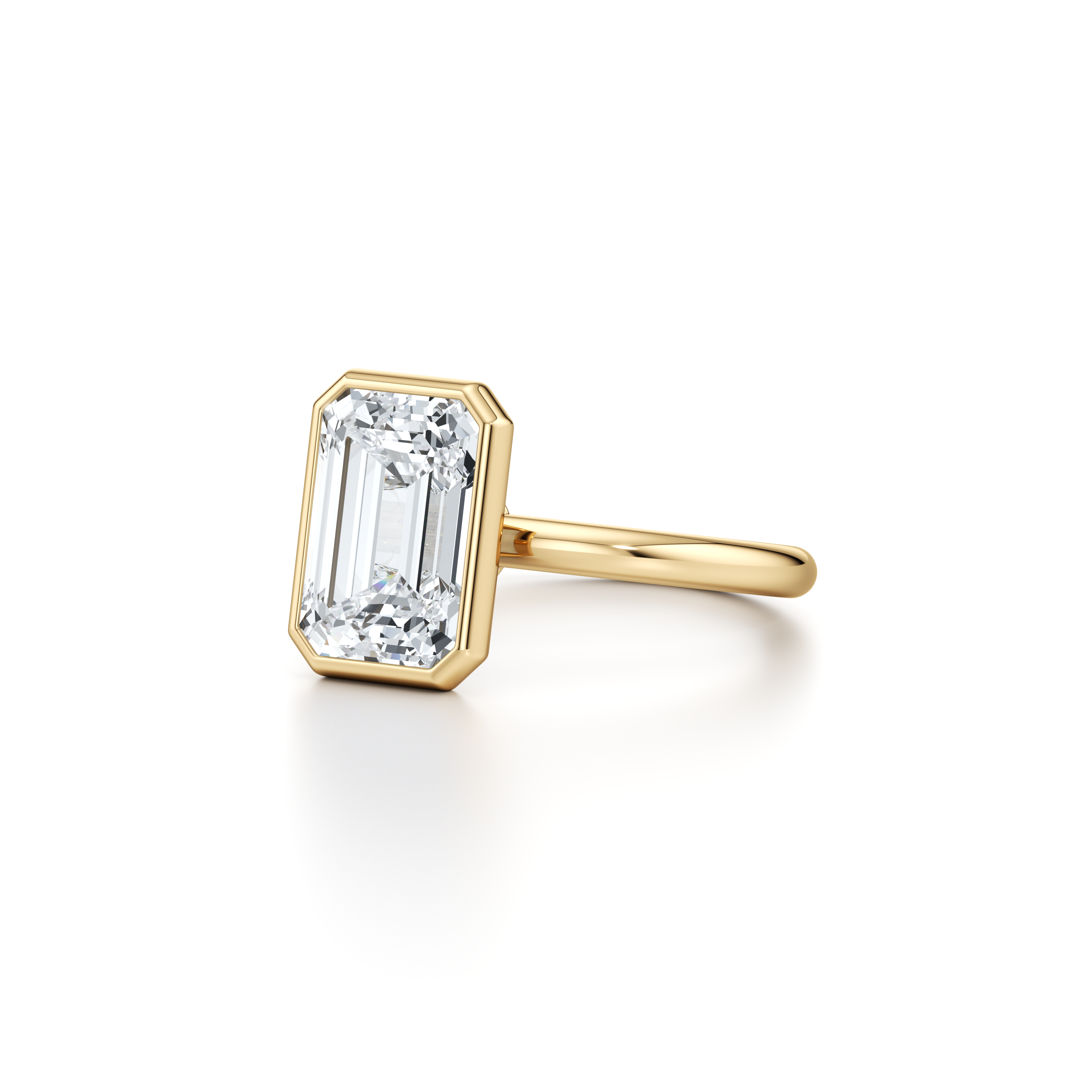 Audrey Emerald Cut Bezel Solitaire Lab Diamond Engagement Ring
