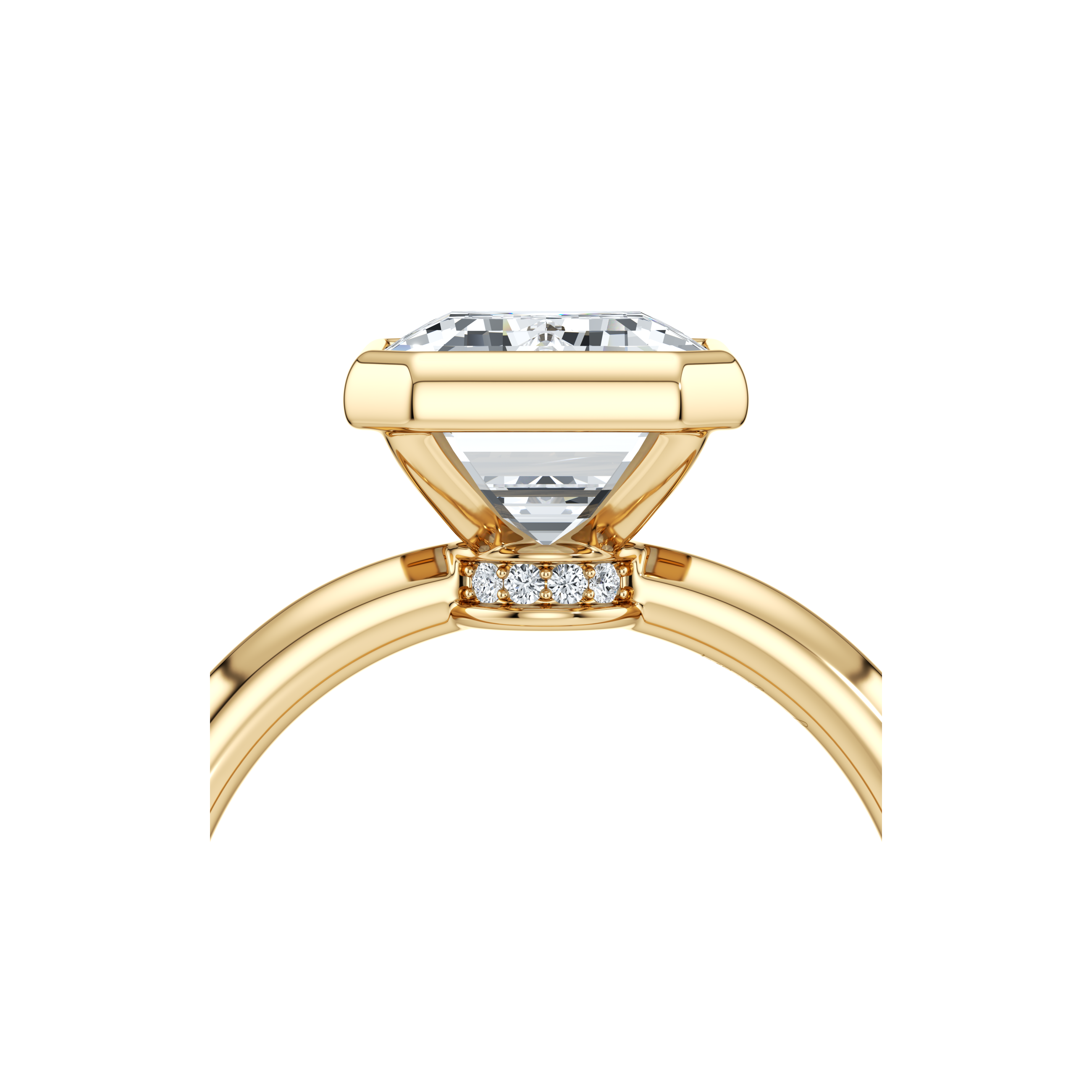 Audrey Emerald Cut Bezel Solitaire Lab Diamond Engagement Ring