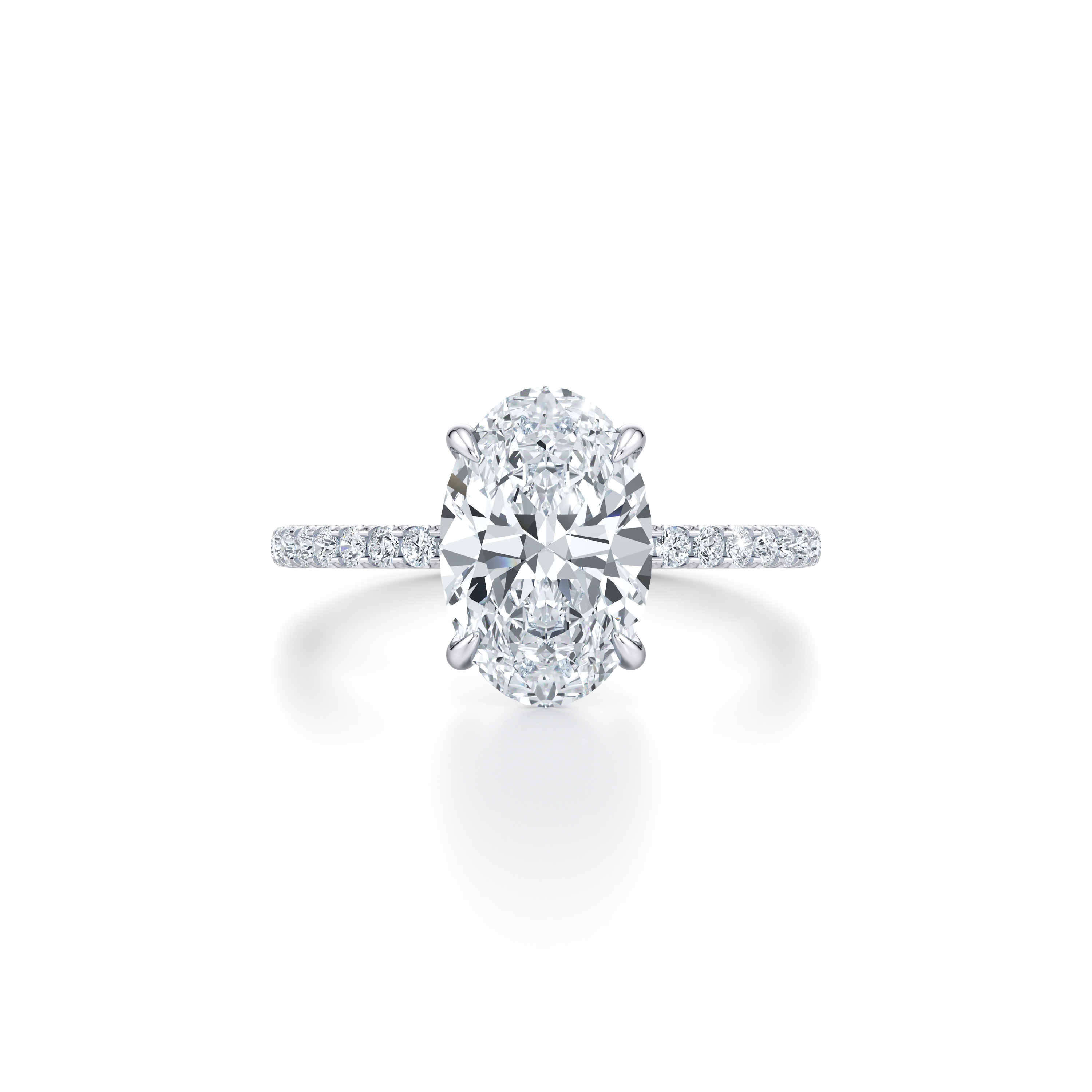 Precious Metal:18k White Gold;Cut Shape:Oval