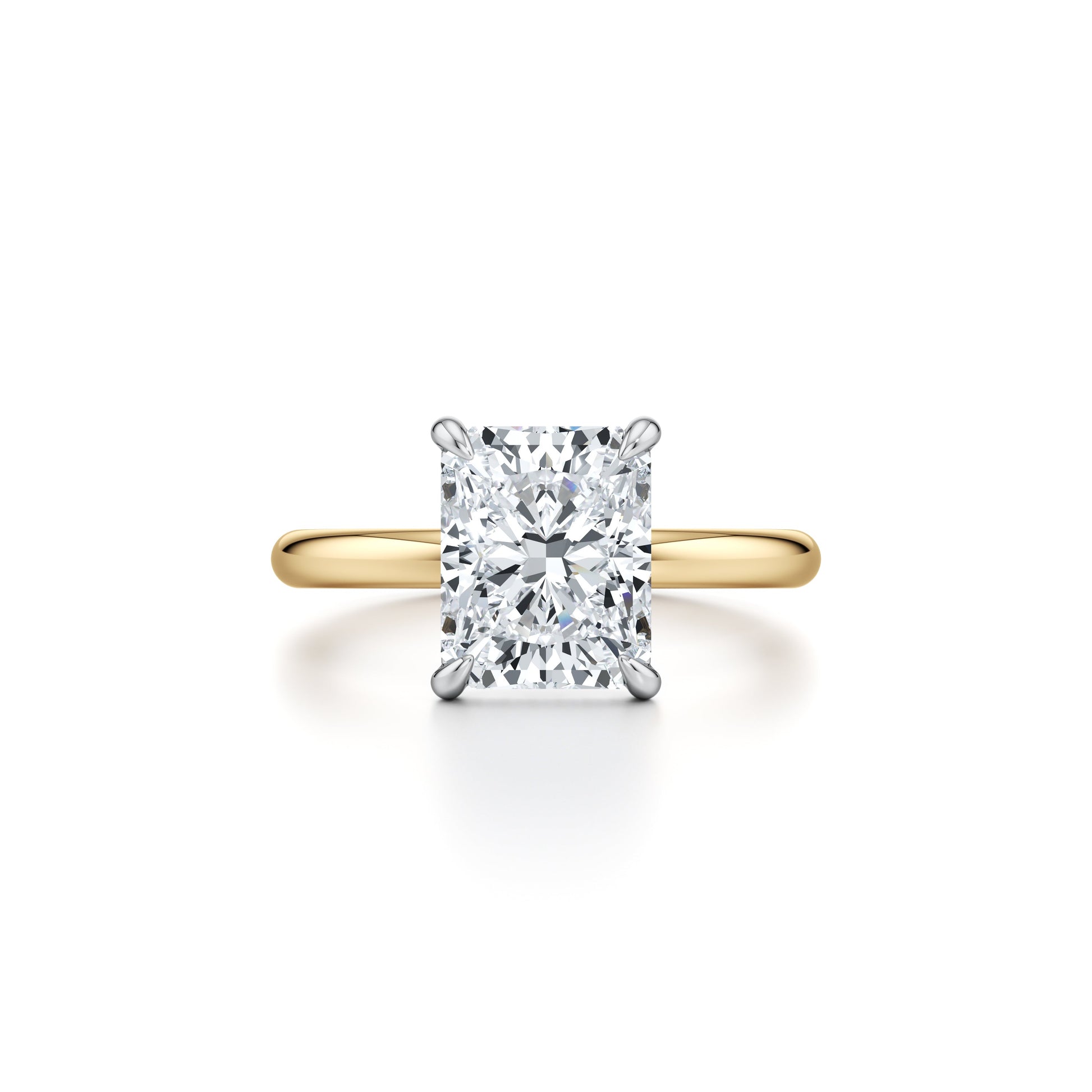 Precious Metal:18k Yellow Gold and Platinum;Cut Shape:Radiant