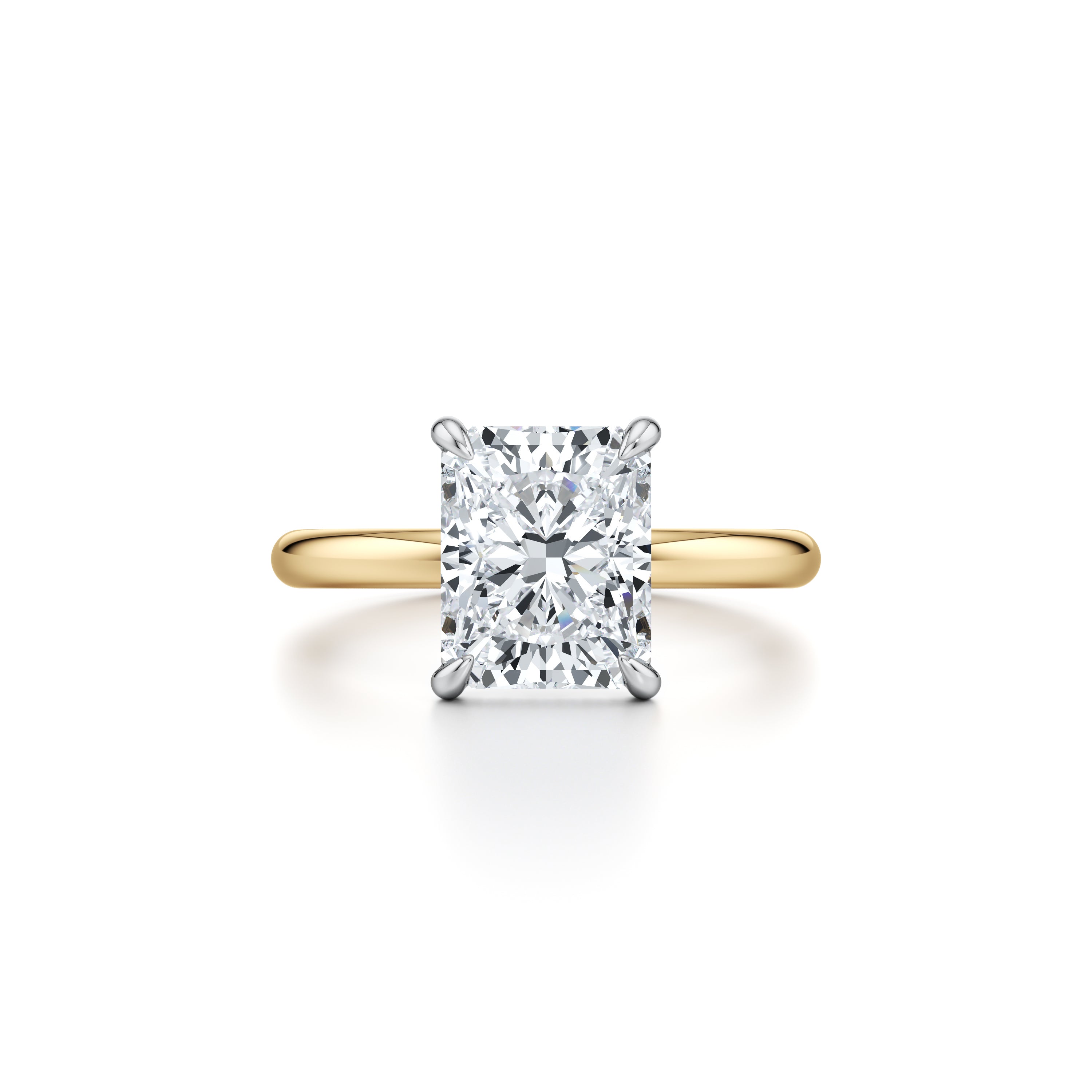 Precious Metal:18k Yellow Gold and Platinum;Cut Shape:Radiant