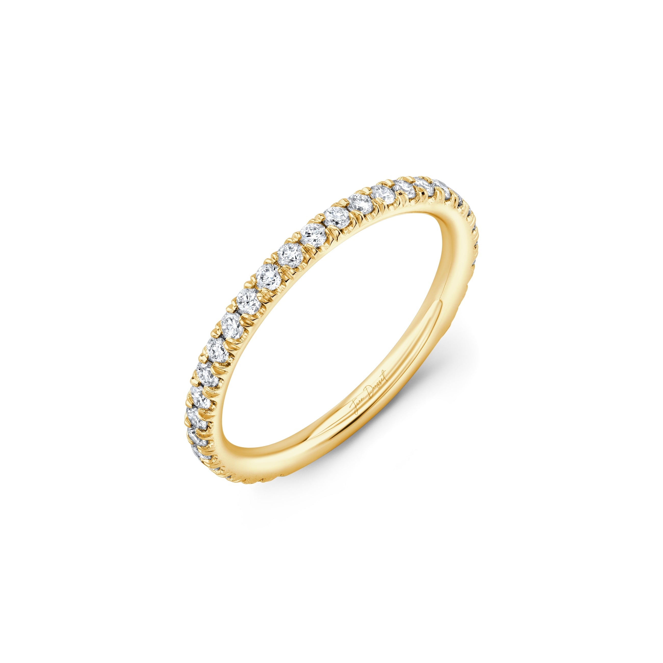 Audrey Lab Diamond Eternity Band 18k Yellow Gold One Row Aerial 3/4 View|Precious Metal:18k Yellow Gold;Band Style:One Row Aerial