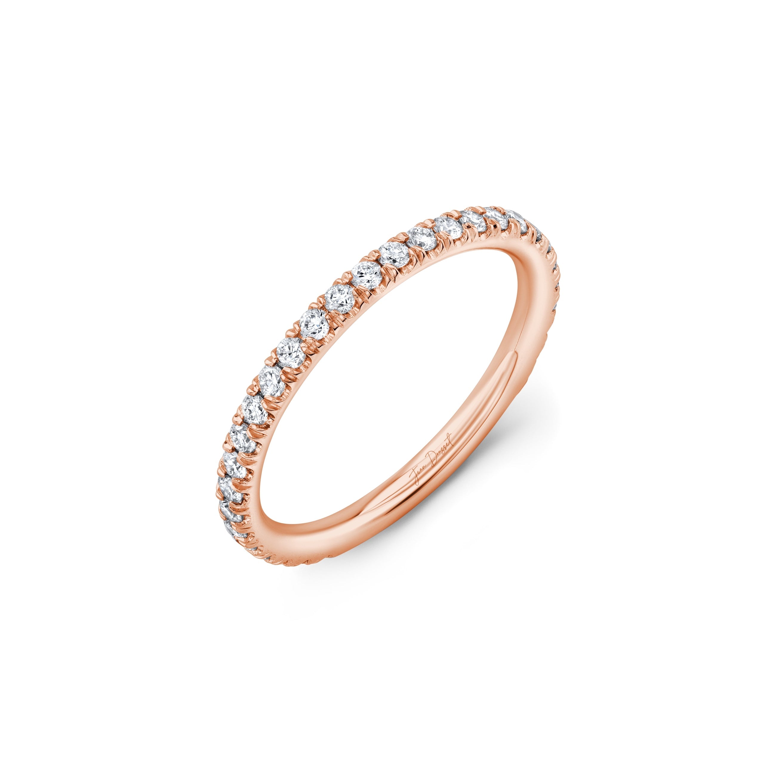 Audrey Lab Diamond Eternity Band 18k Rose Gold One Row Eternity 3/4 View|Precious Metal:18k Rose Gold;Band Style:One Row Eternity