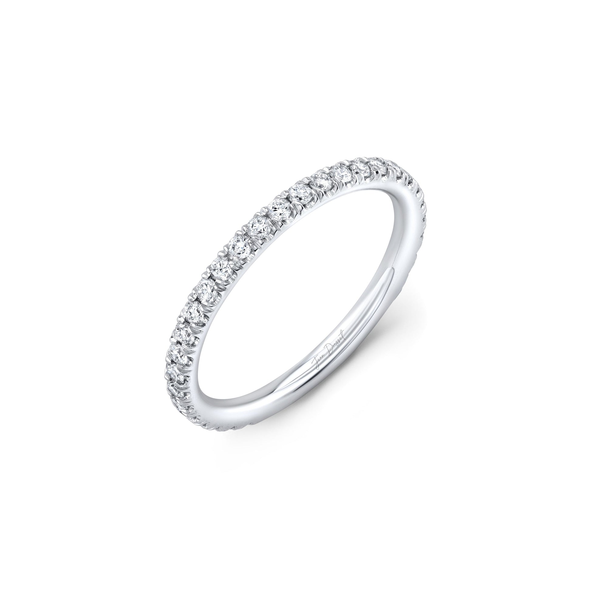 Audrey Lab Diamond Eternity Band 18k White Gold One Row Eternity 3/4 View|Precious Metal:18k White Gold;Band Style:One Row Eternity