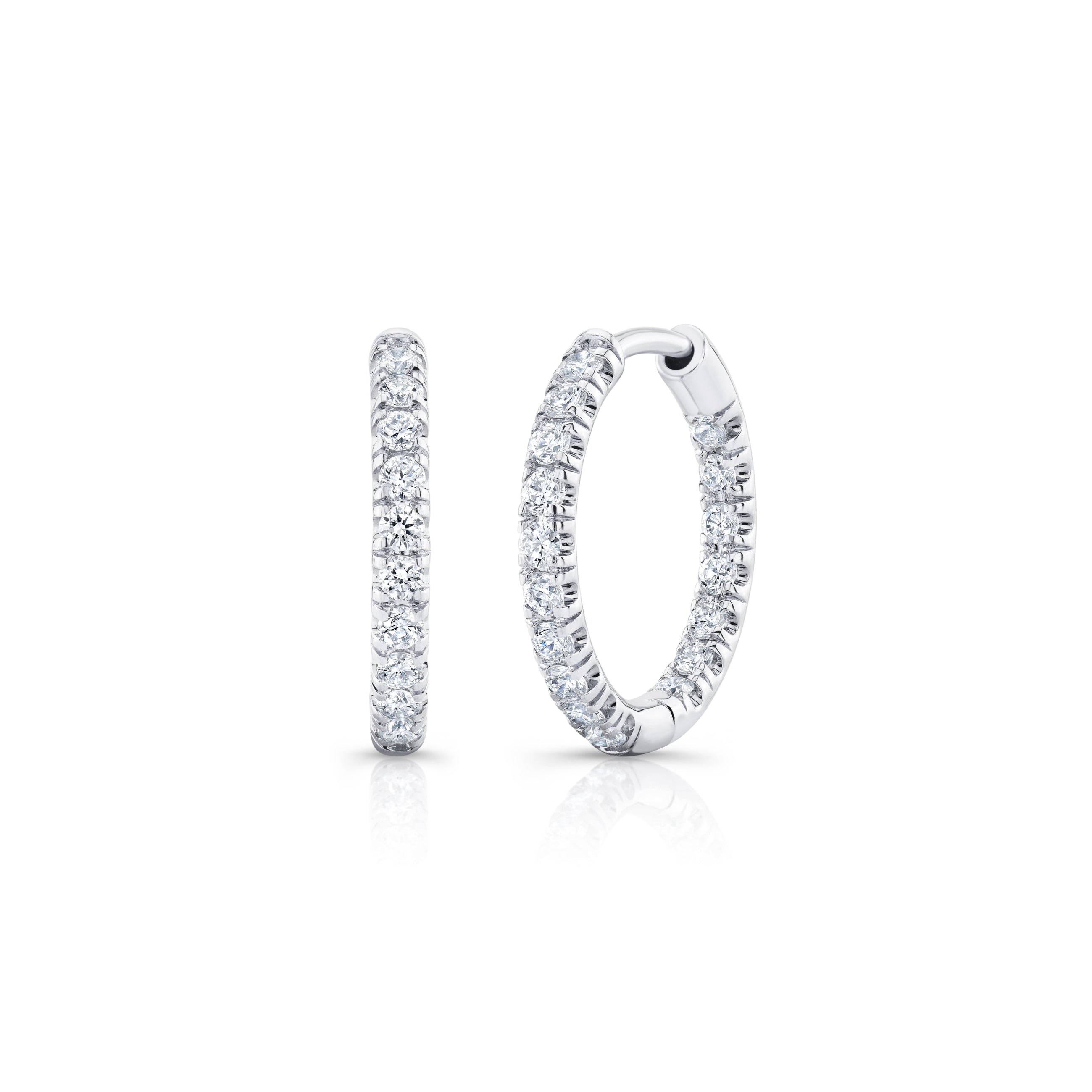Audrey Inside Out Lab Diamond Pavé Huggies Platinum 15mm Pair|Precious Metal:Platinum;Height:15mm;