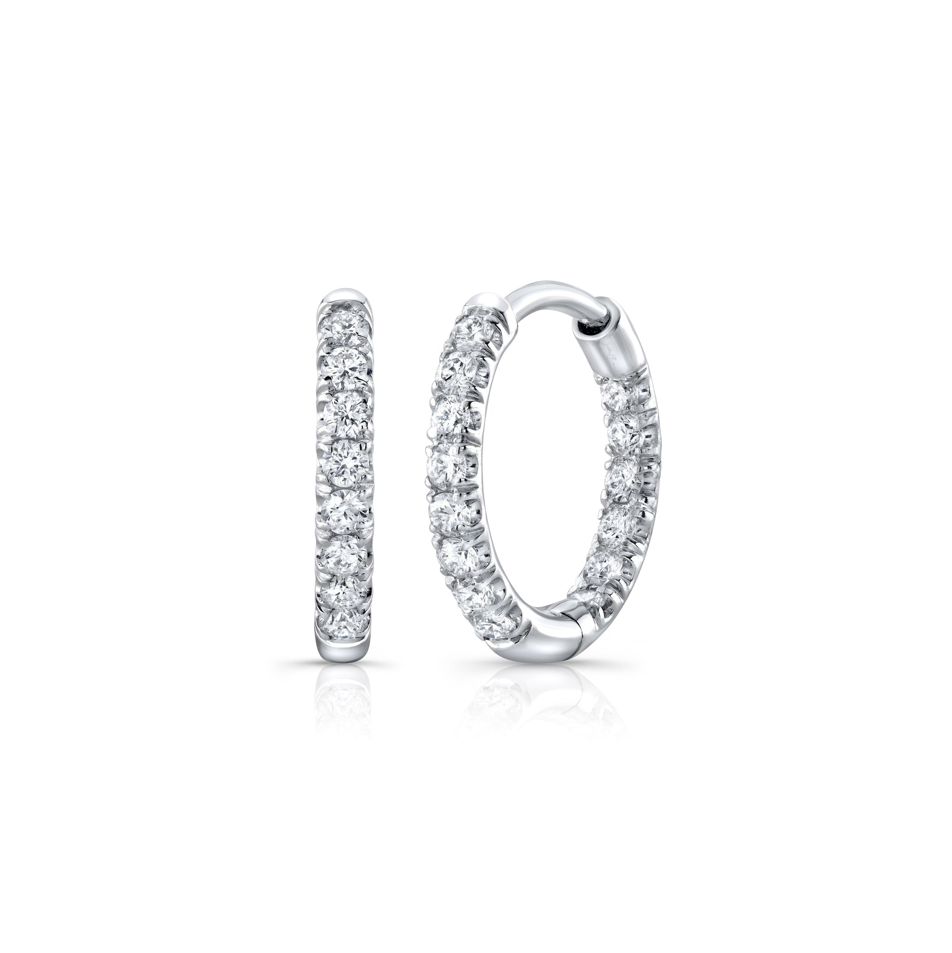 Audrey Inside Out Lab Diamond Pavé Huggies Platinum 12mm, Pair|Precious Metal:Platinum;Height:12mm,