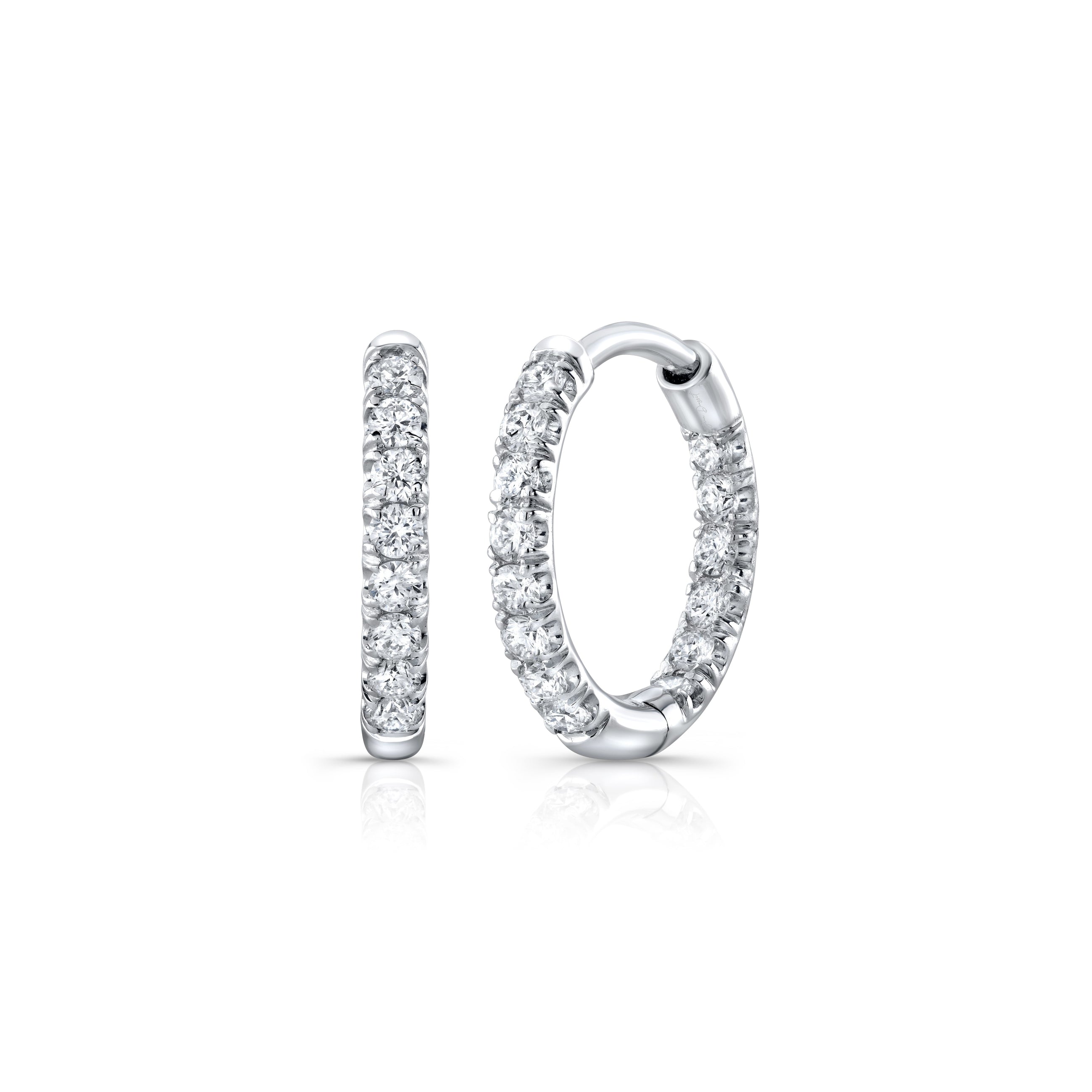 Audrey Inside Out Lab Diamond Pavé Huggies Platinum 12mm, Pair|Precious Metal:Platinum;Height:12mm,