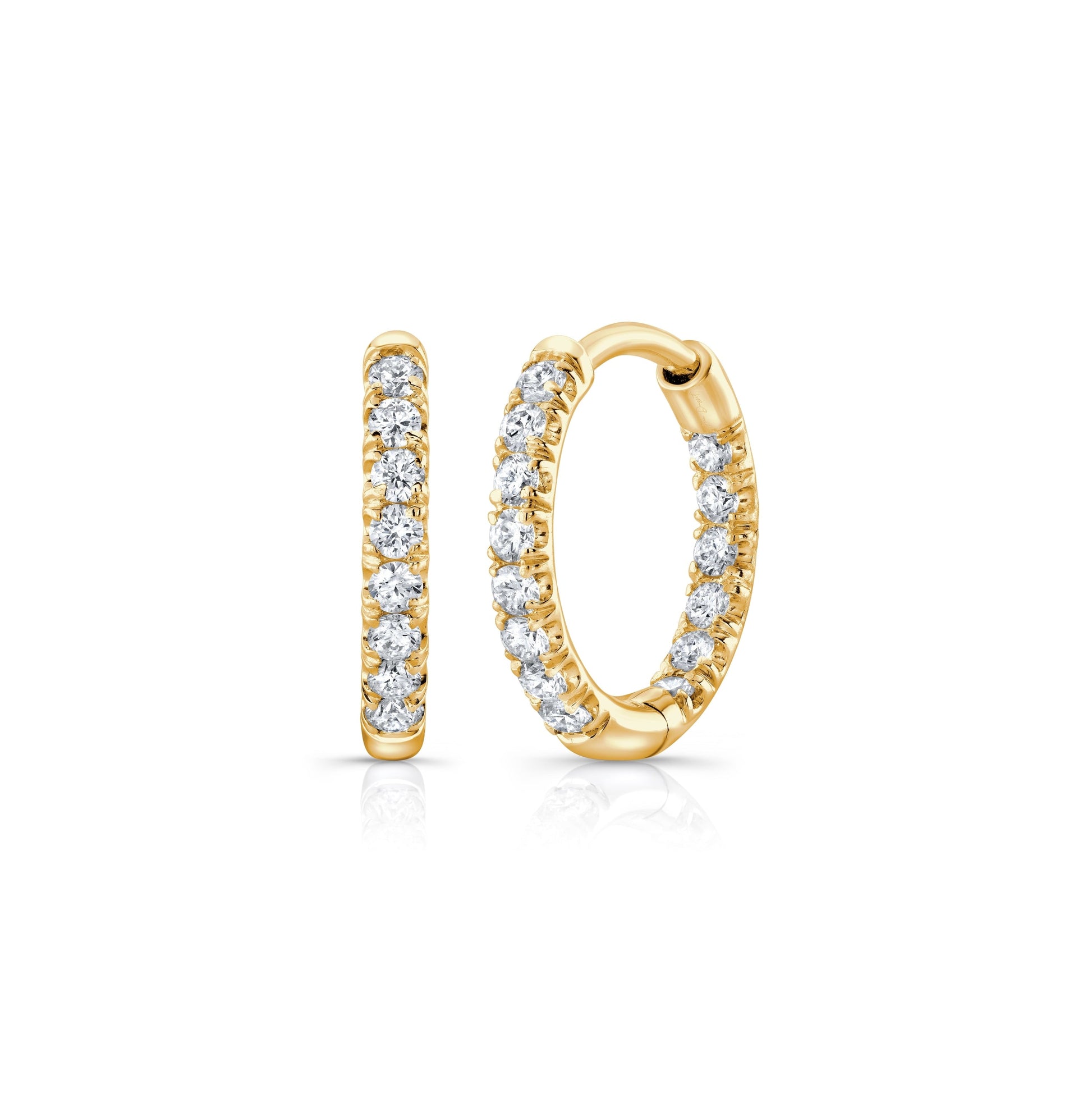 Audrey Inside Out Lab Diamond Pavé Huggies 18k Yellow Gold 12mm, Pair|Precious Metal:18k Yellow Gold;Height:12mm,