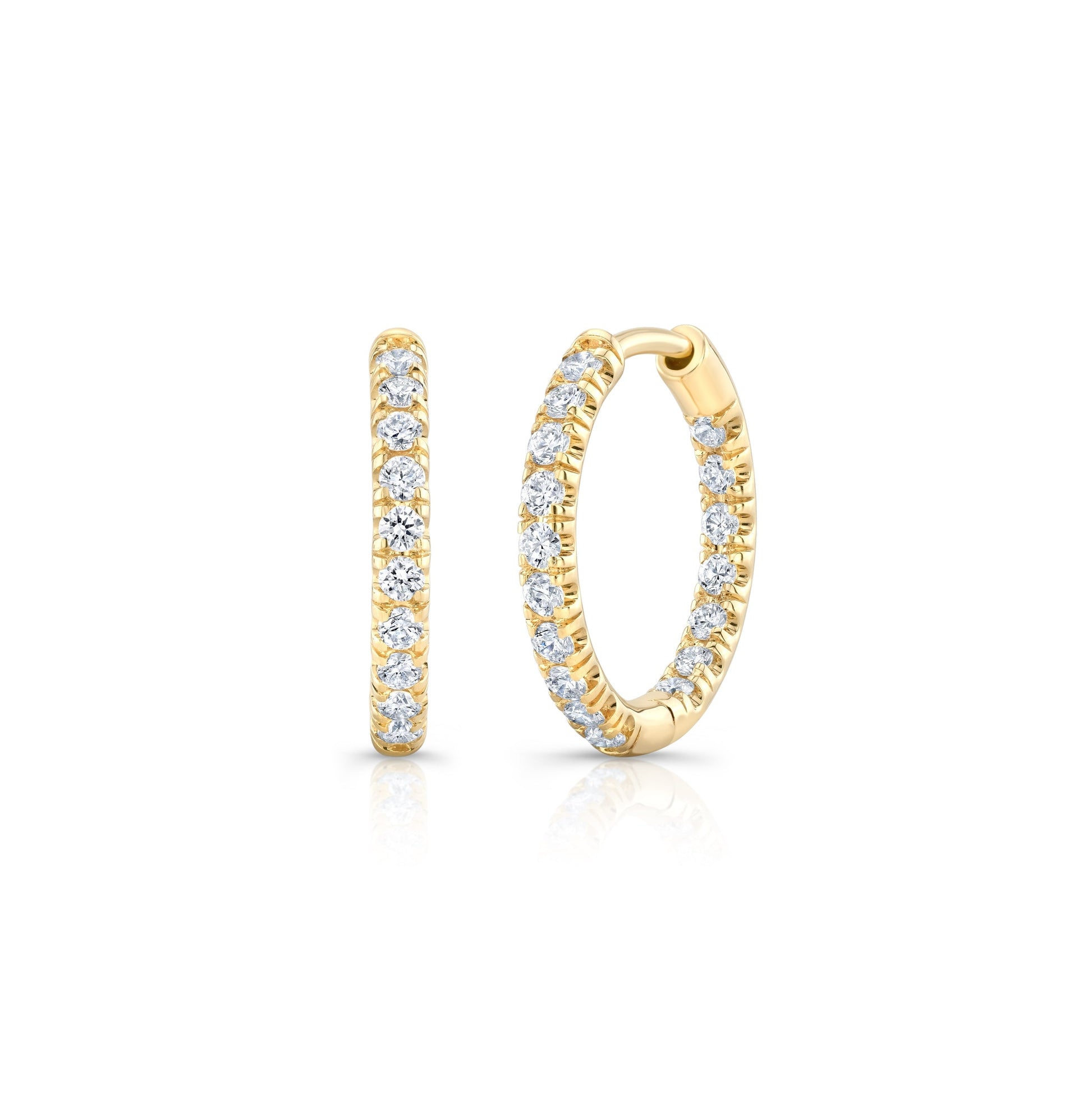 Audrey Inside Out Lab Diamond Pavé Huggies 18k Yellow Gold 15mm Pair|Precious Metal:18k Yellow Gold;Height:15mm;