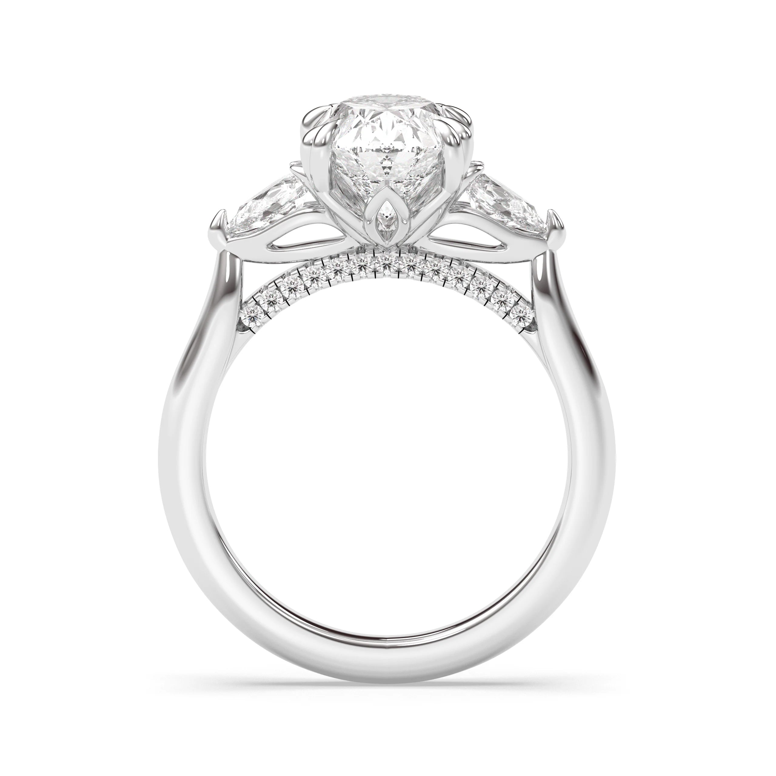 Celeste Three-Stone Oval Diamond Ring