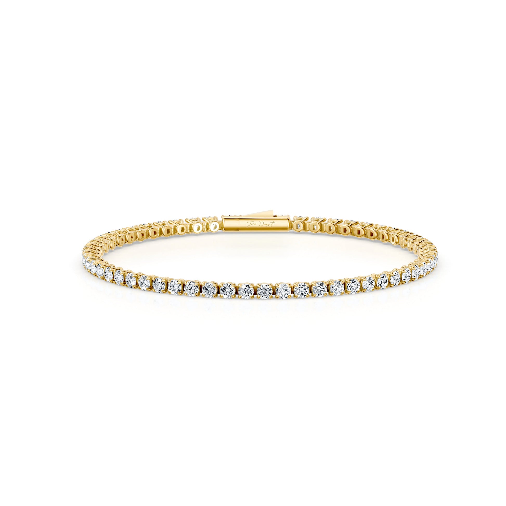 Olivia Round Brilliant Lab Diamond Tennis Bracelet 18k Yellow Gold 4 CTW,7 CTW,10 CTW,12 CTW,17 CTW Front View|Precious Metal:18k Yellow Gold;Total Carat Weight:4 CTW,7 CTW,10 CTW,12 CTW,17 CTW