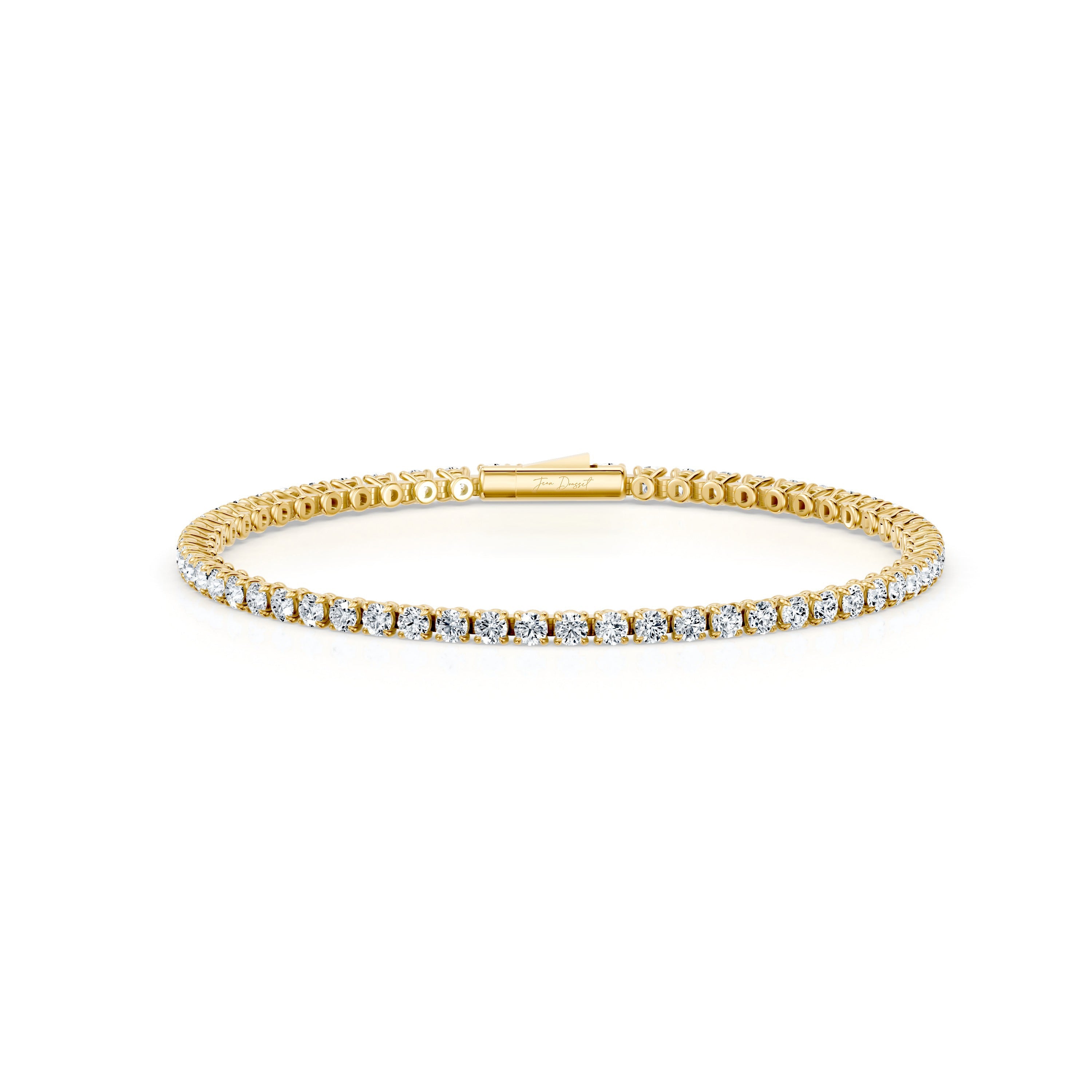 Olivia Round Brilliant Lab Diamond Tennis Bracelet 18k Yellow Gold 4 CTW,7 CTW,10 CTW,12 CTW,17 CTW Front View|Precious Metal:18k Yellow Gold;Total Carat Weight:4 CTW,7 CTW,10 CTW,12 CTW,17 CTW