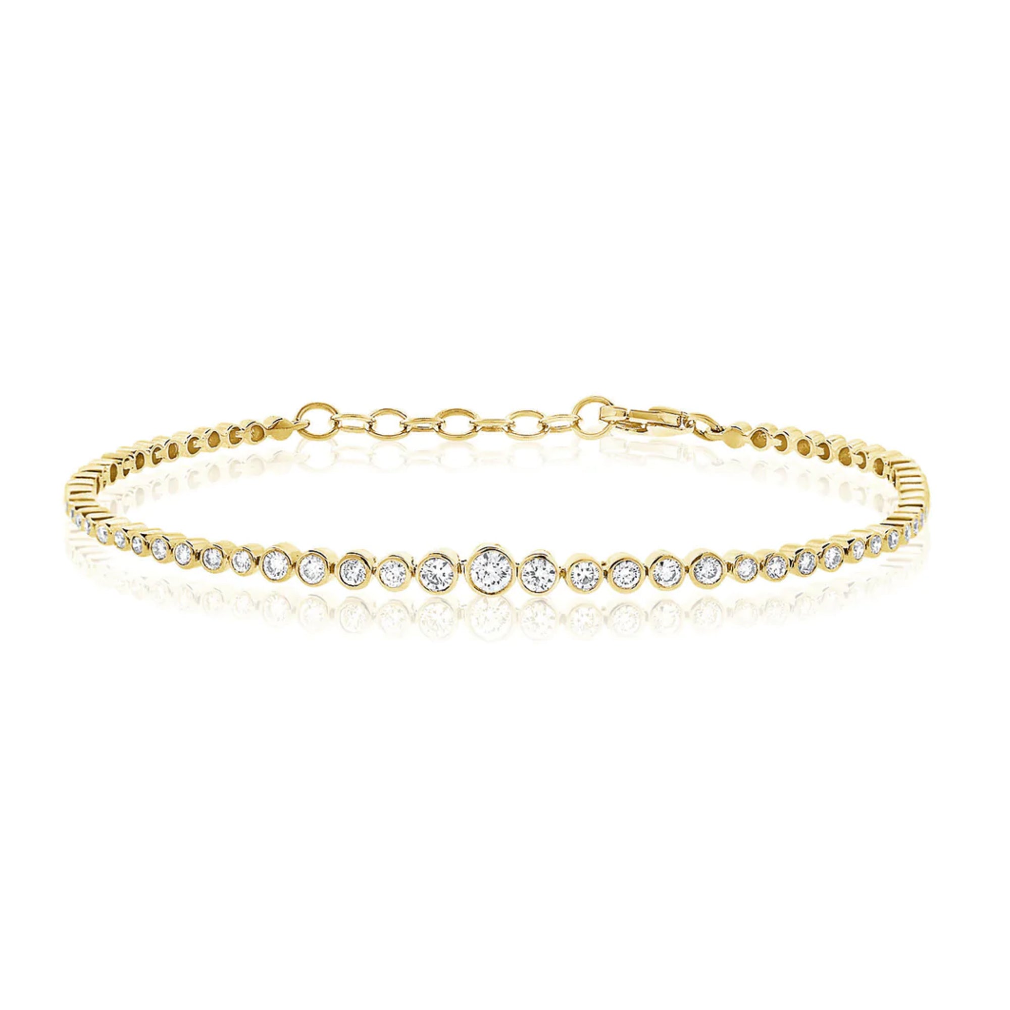 Bezel Set Graduated Natural Diamond Tennis Bracelet