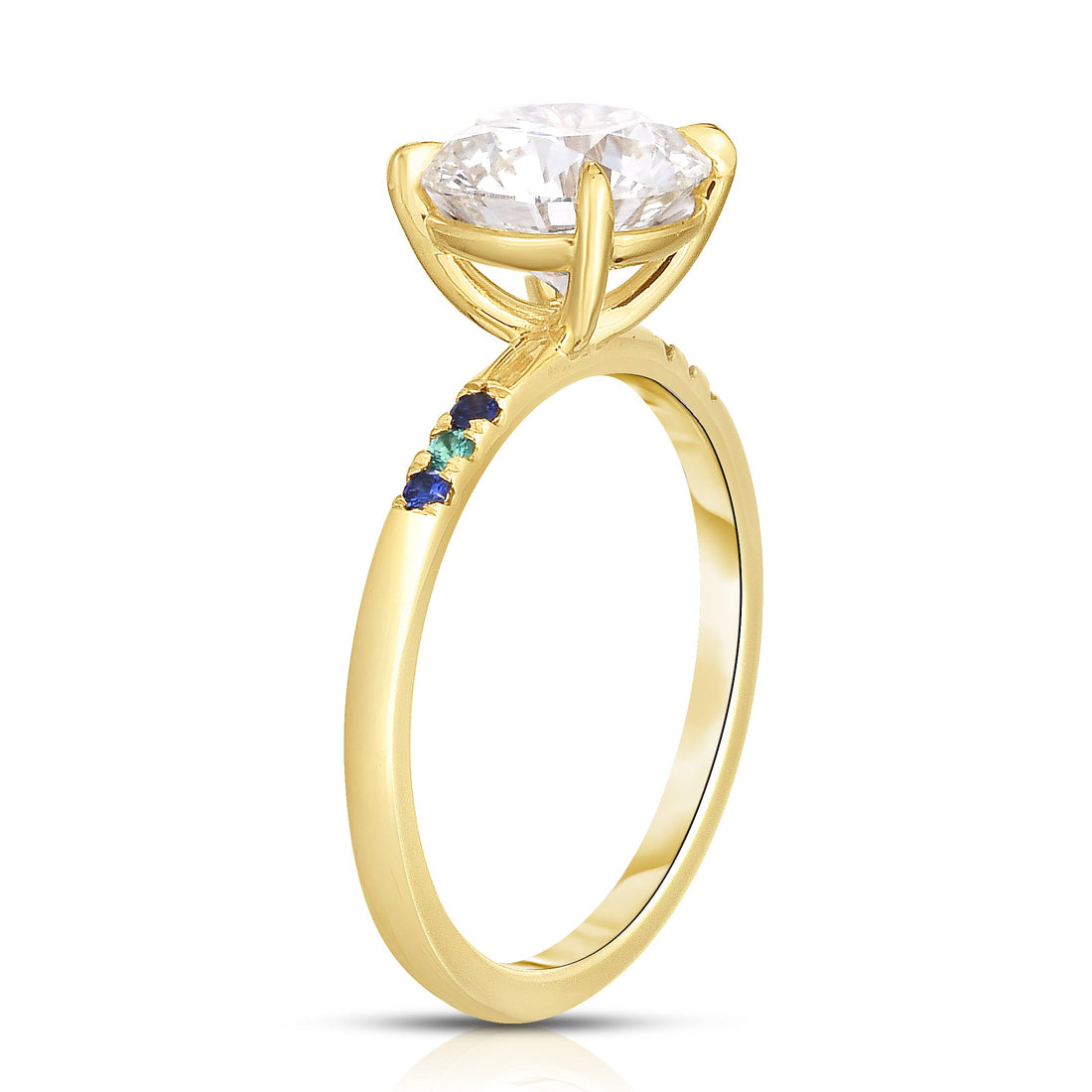The Colorful Side Stones 2 Carat Round