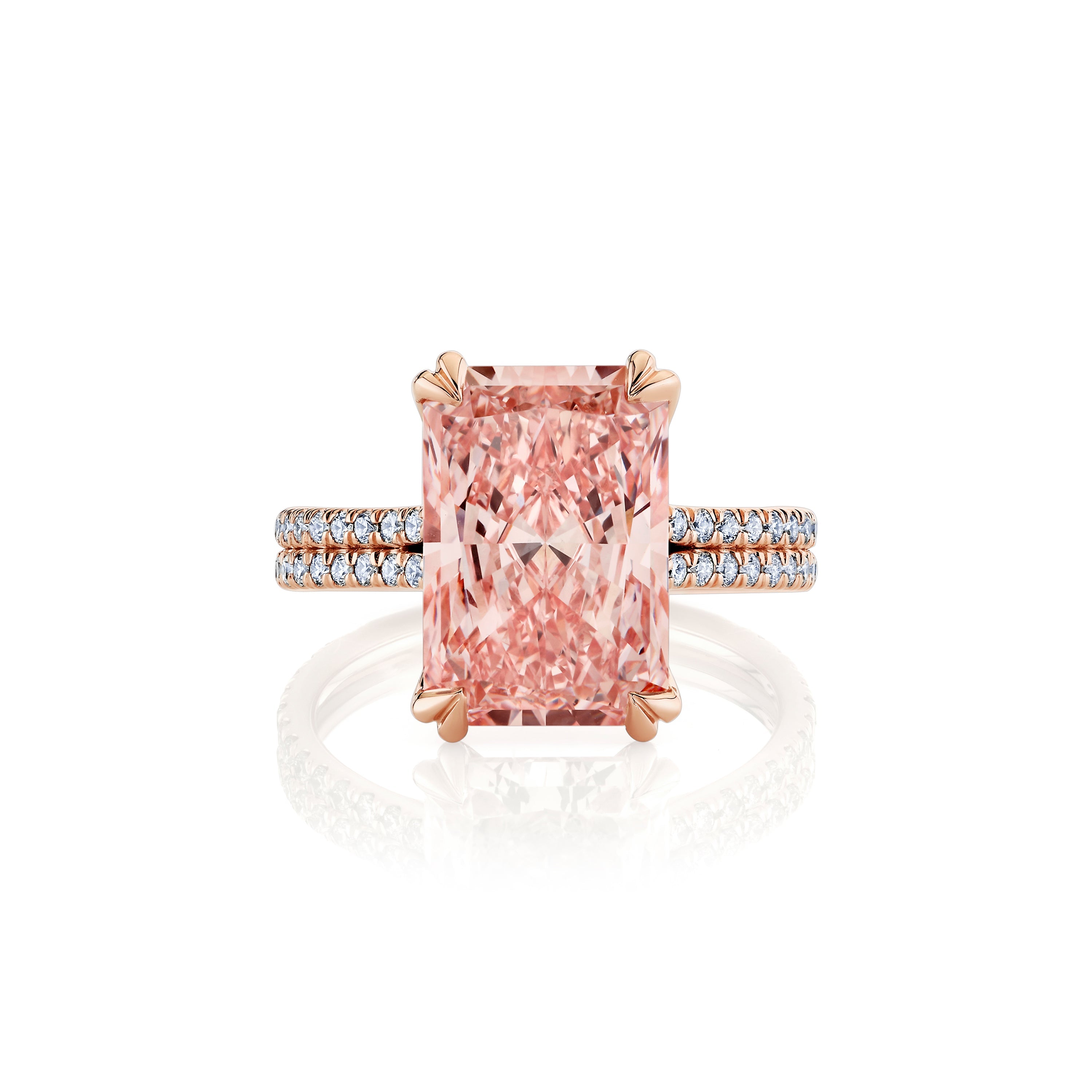 Elle Radiant Cut Solitaire Lab Pink Diamond Engagement Ring