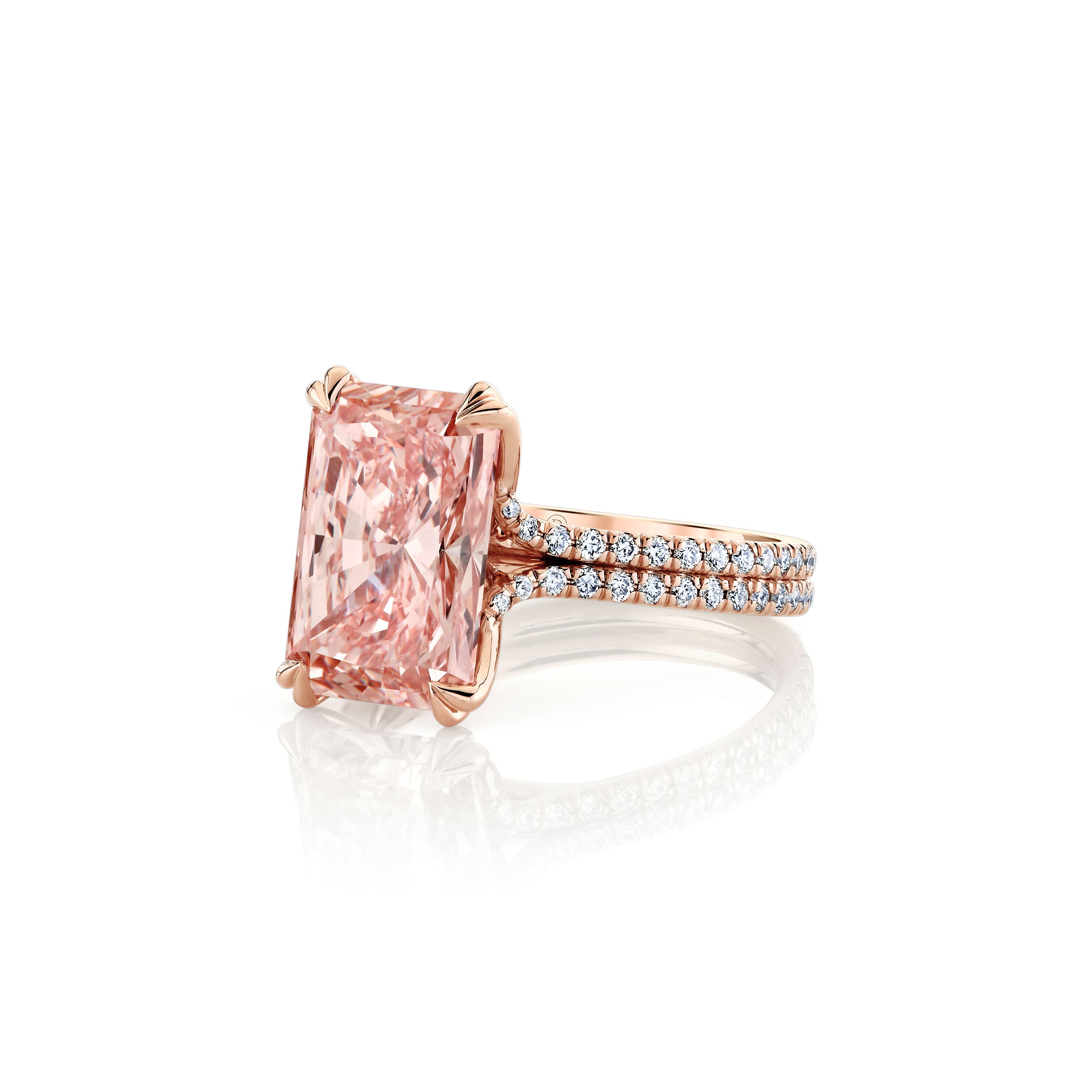 Elle Radiant Cut Solitaire Lab Pink Diamond Engagement Ring